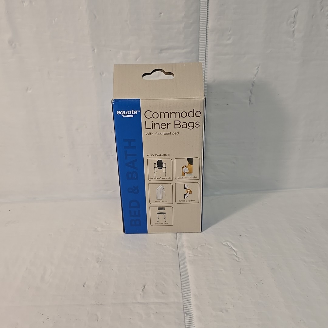 Commode Liner Bags w/ Absorbent Pad 12 Liners Per Box Disposable Refill Equate(V