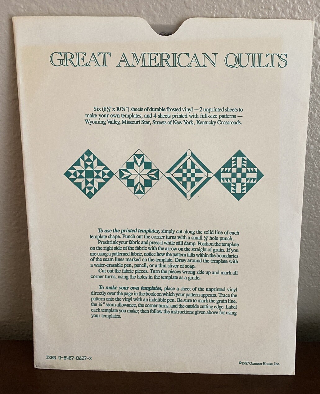 Great American Quilts 4 Durable Vinyl Templates 4 Full Size Patterns READ MORE
