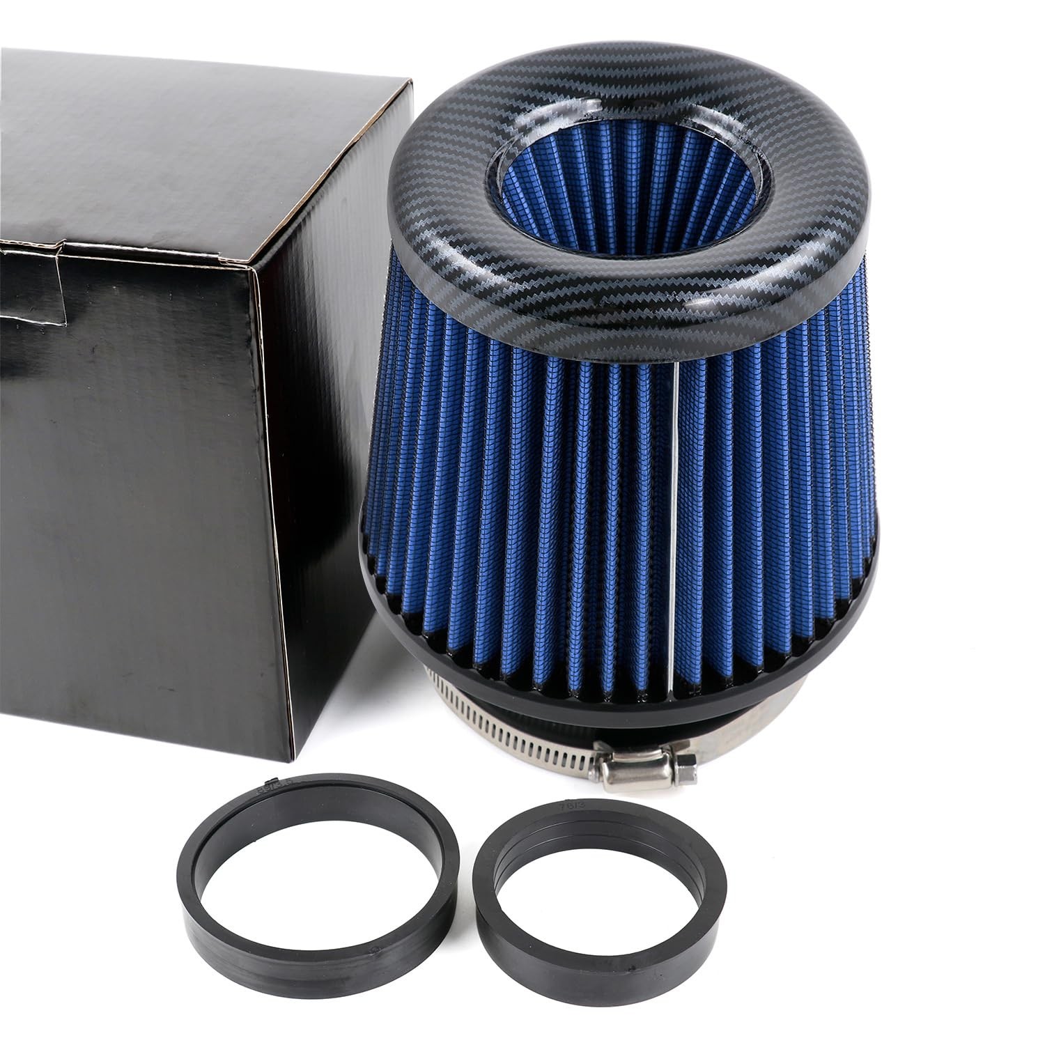 High Flow Carbon Pattern Mushroom Head Air Filter - 4"/3.5"/3" Intake Cleaner【Bl