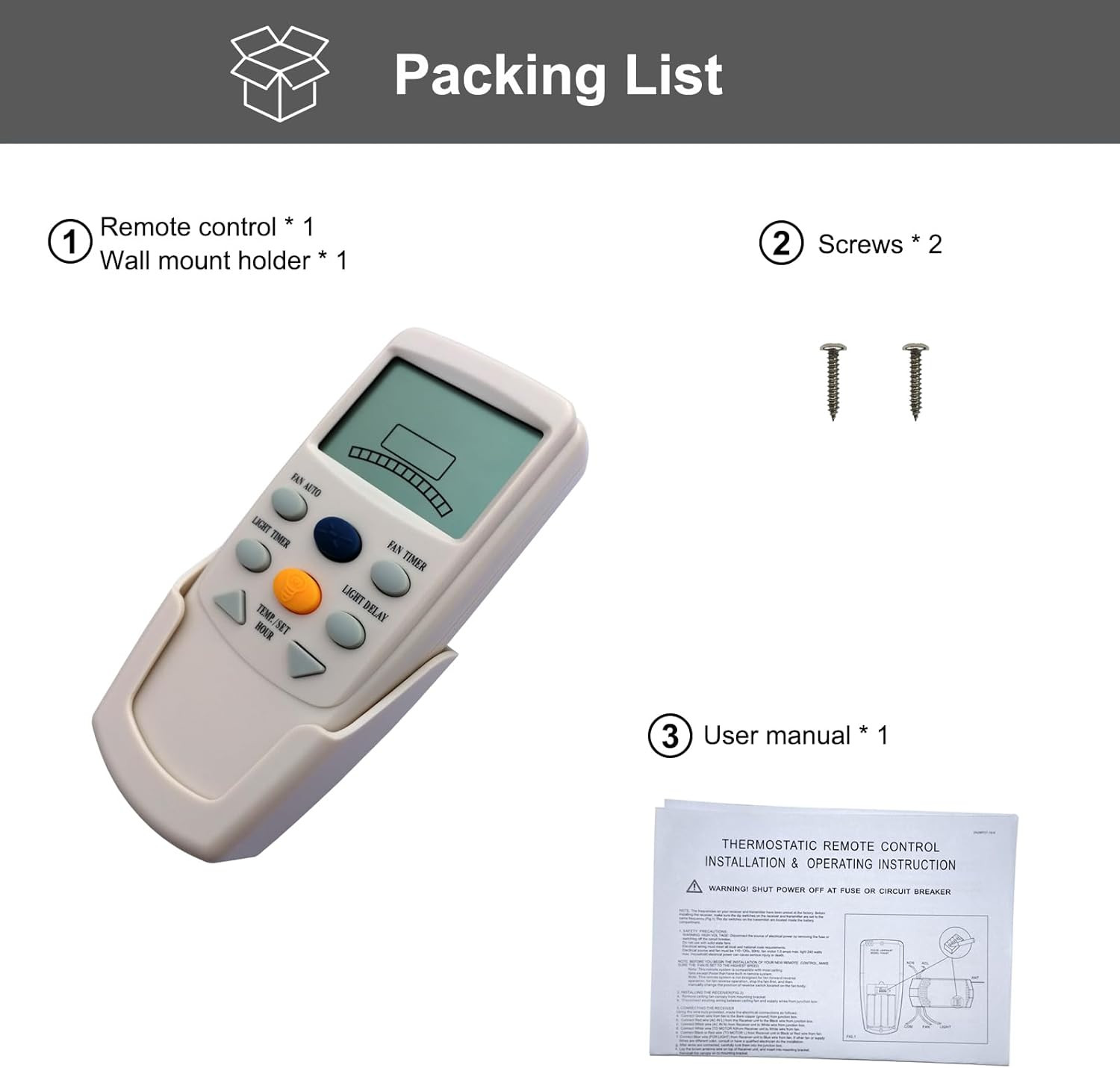 Hampton Bay FAN-9T Replacement Remote Control with LCD Display and Timer