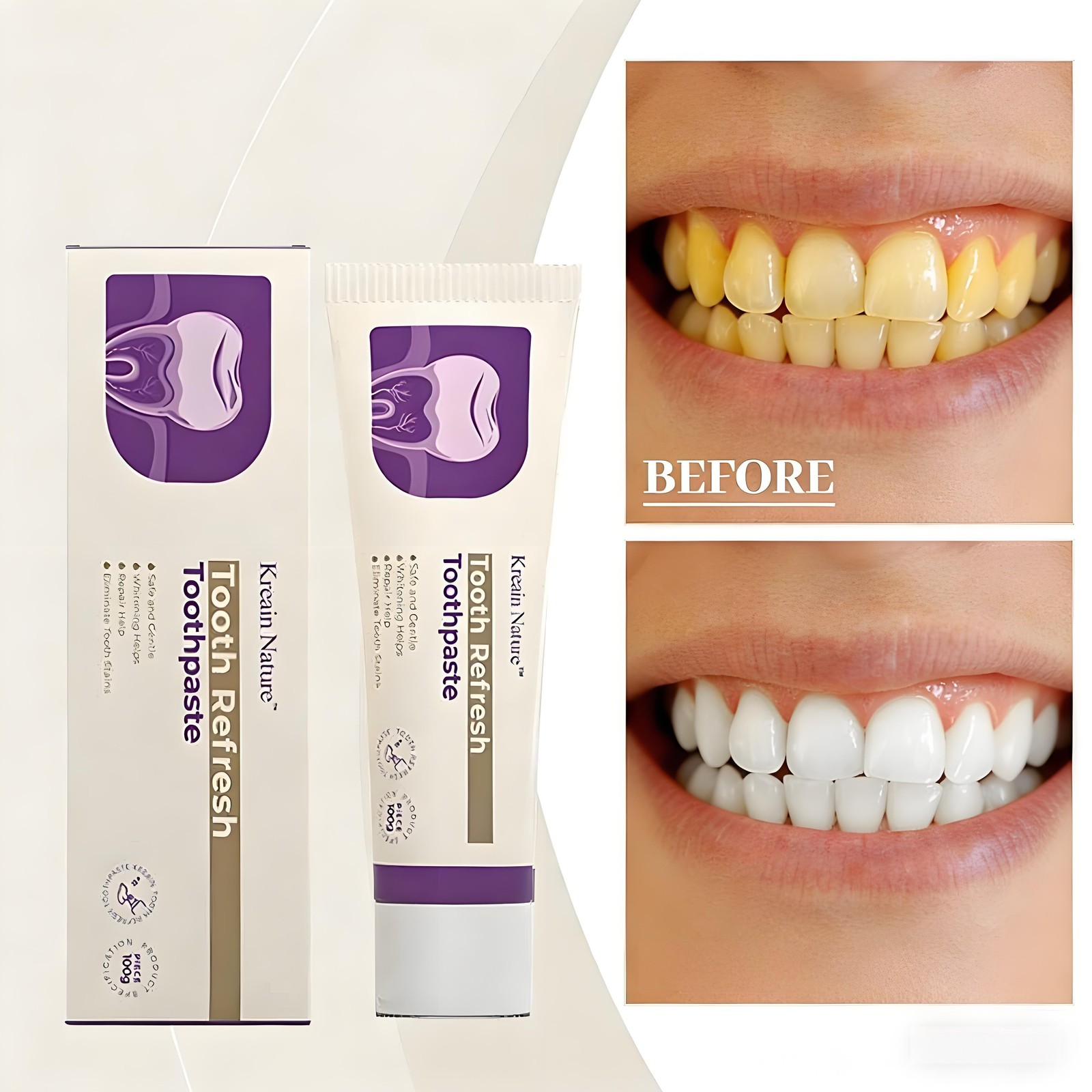 1-4PACK KREAIN Nature Oral Care Toothpaste for Toothacne & Sensitivity&Bad Mouth
