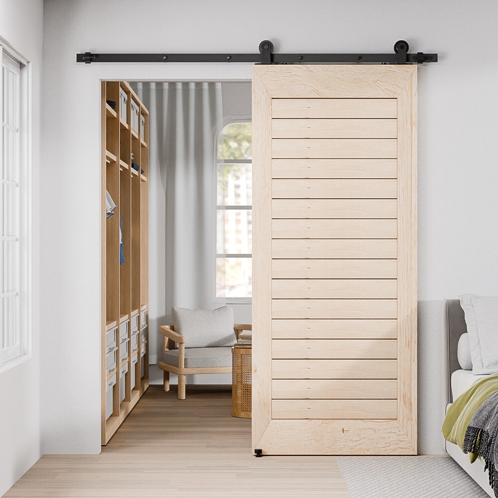 4FT-20FT Sliding Barn Door Hardware Kit Single/Double Door with Adjustable Guide