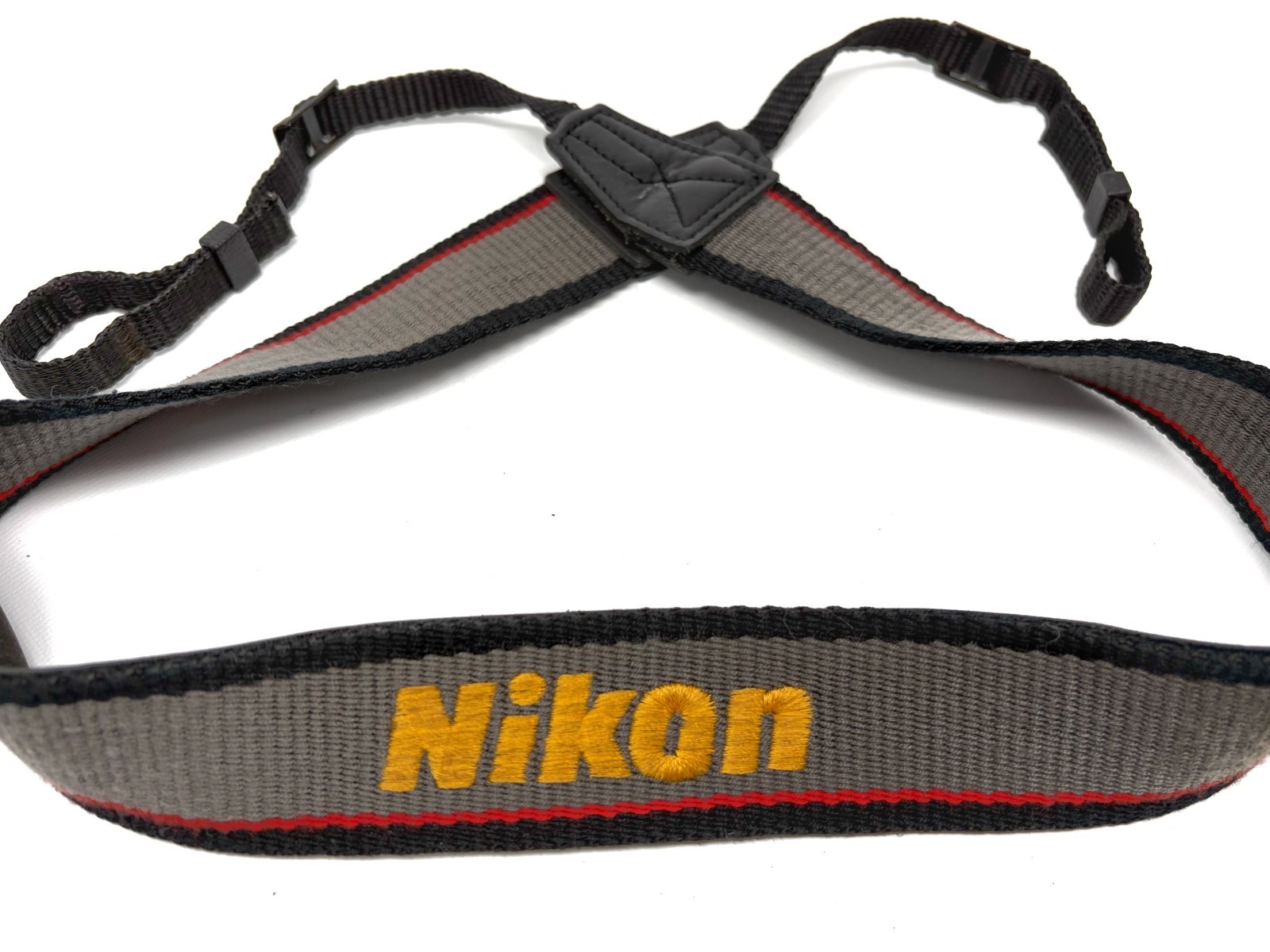 [EXC+5] Nikon Vintage Camera Strap Gray Yellow Embroidered Logo Genuine 38mm