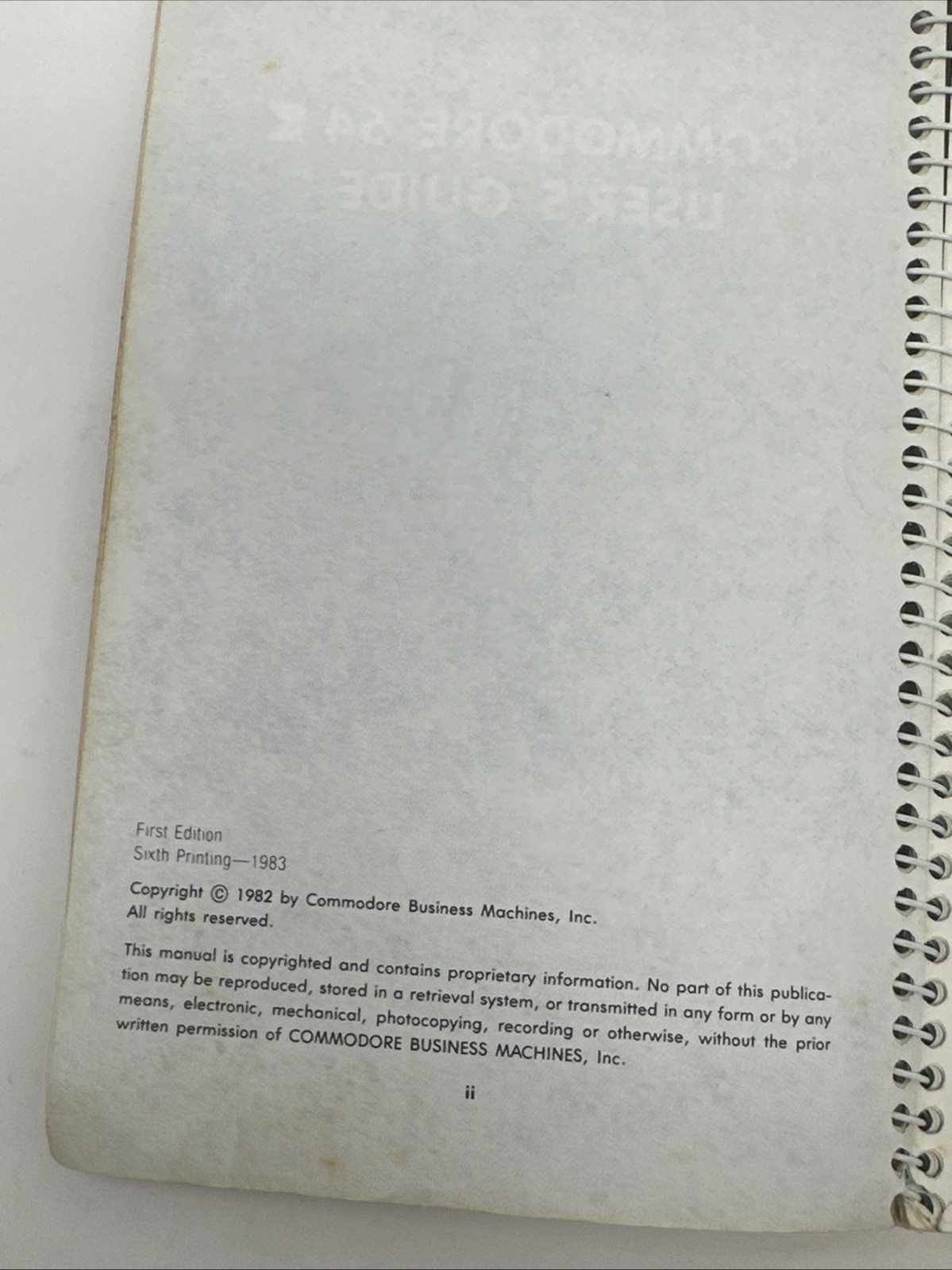 Vintage Commodore 64 User's Guide Book First Edition 1984 6th Printing