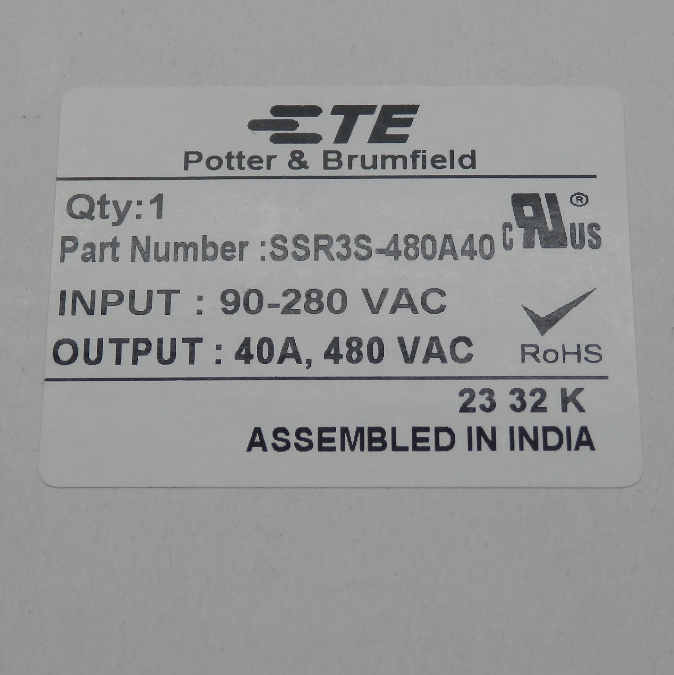 TE Connectivity SPST-NO 40A Solid State Relay SSR3S-480A40