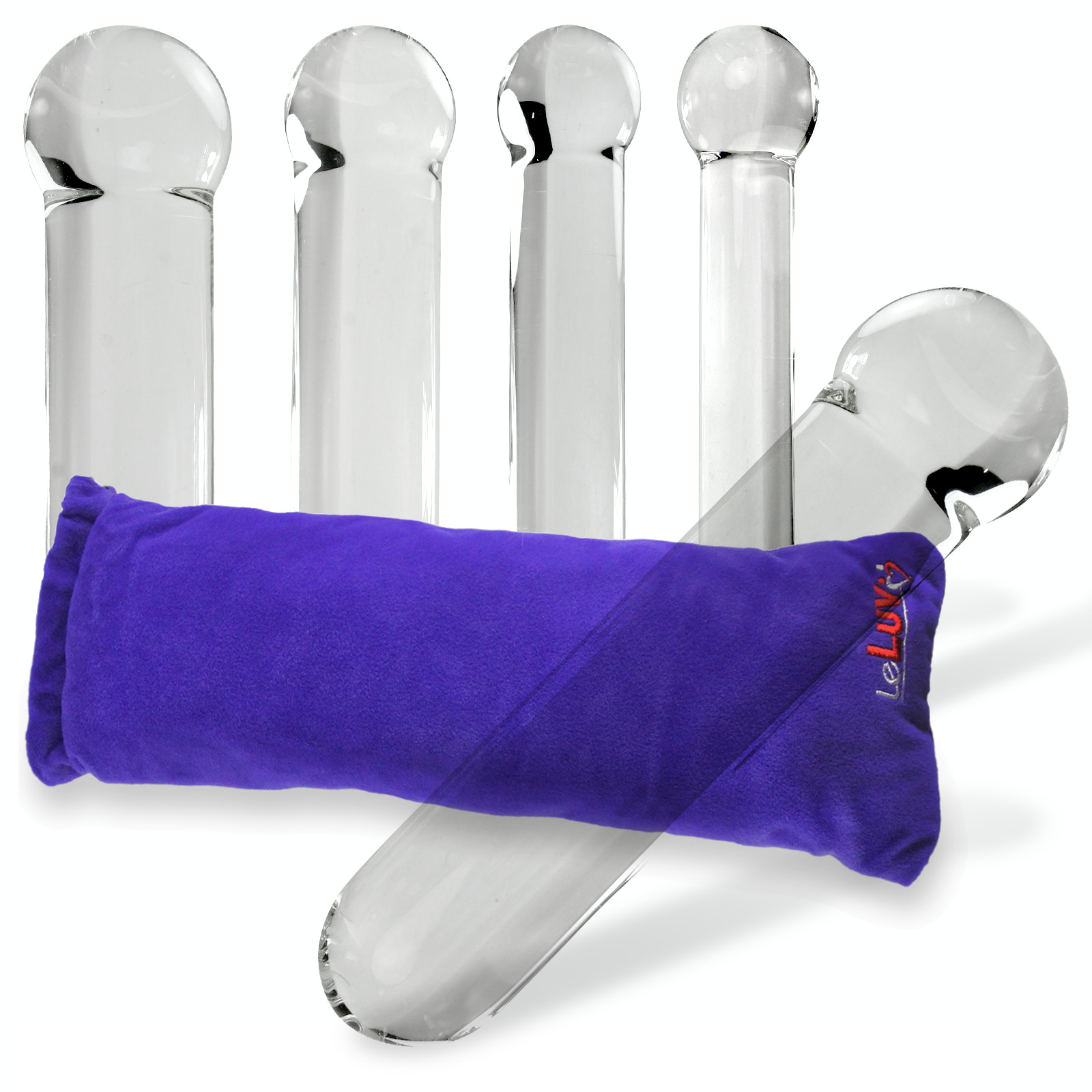 LeLuv Glass Clear Vaginal Dilators Relieve Pain an Pressure | Choose Diameter