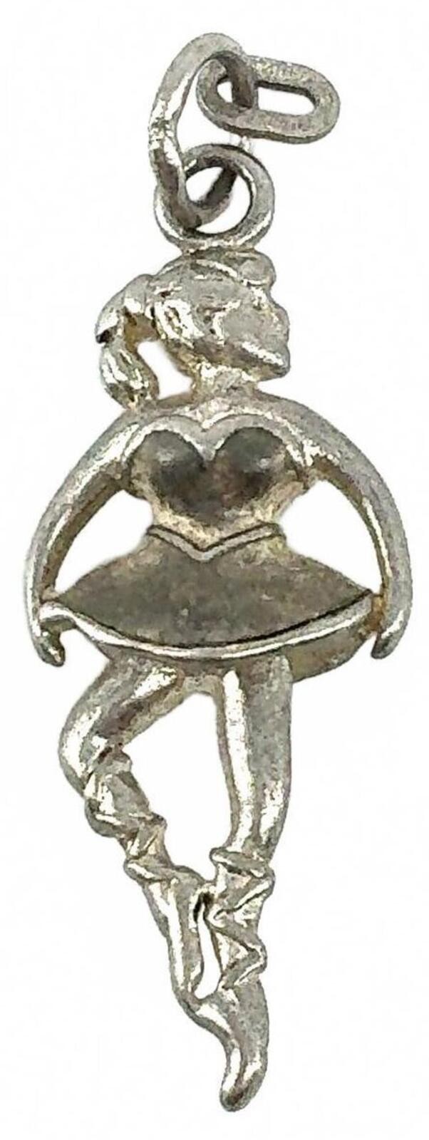 Vintage Sterling Silver Mid Century Ballerina Charm Petite Dancer Pendant