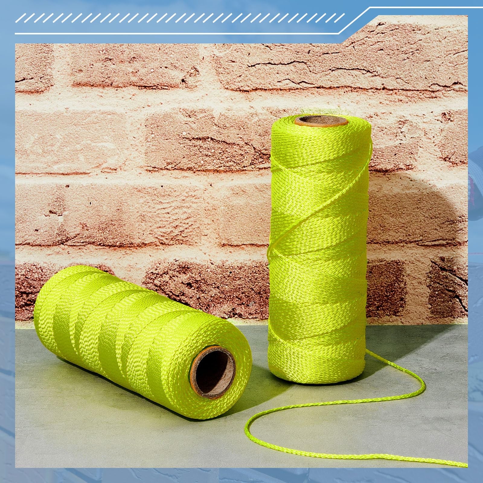 4 Roll Mason String Line #18, 500 ft Nylon Braided Construction String Line, ...