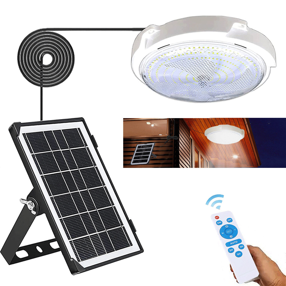2Pack Solar Powered Ceiling Pendant Light Remote Indoor Outdoor Lamp Waterproof