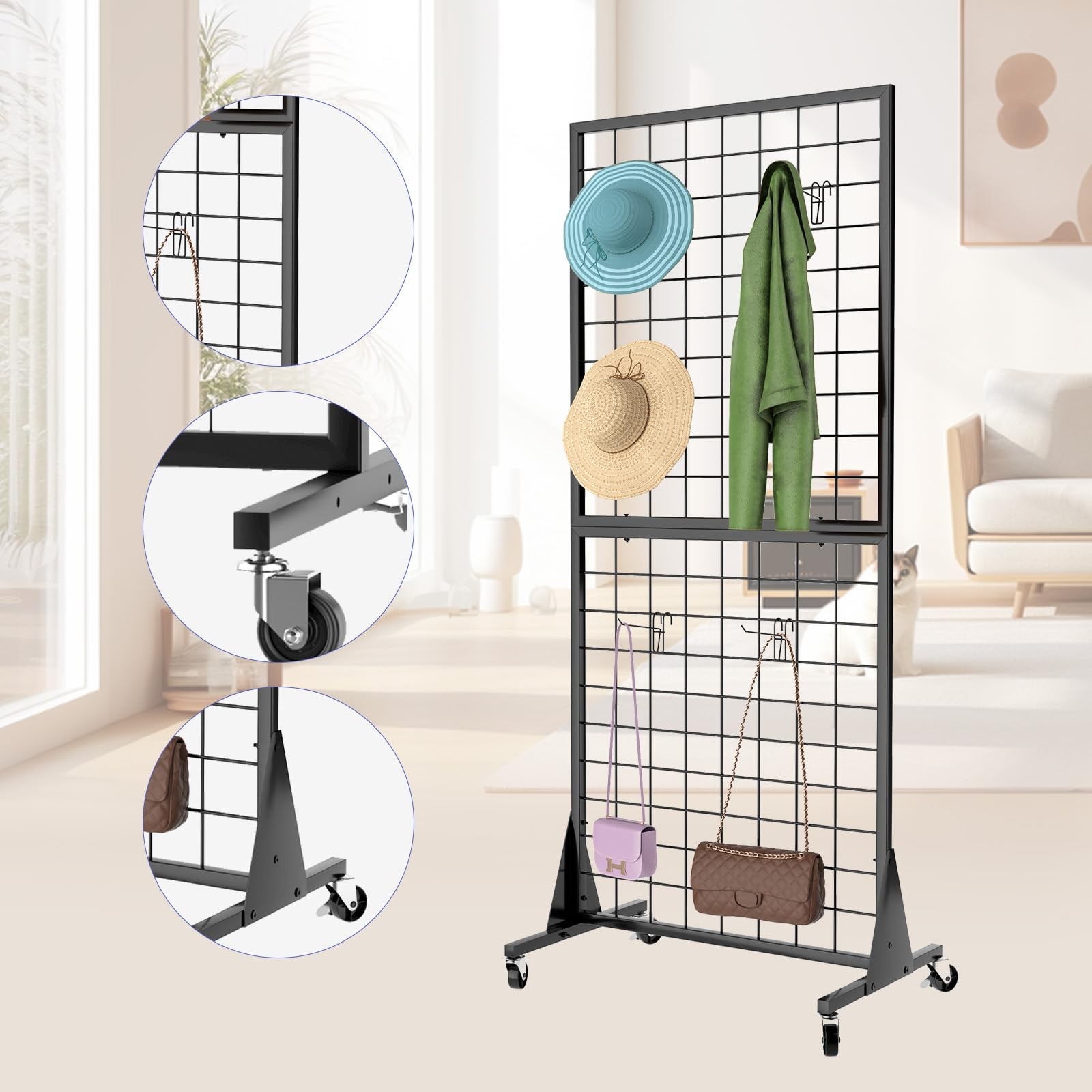 DEYEGELEA Gridwall Panel Display Stands 3pk 2'x5.5'