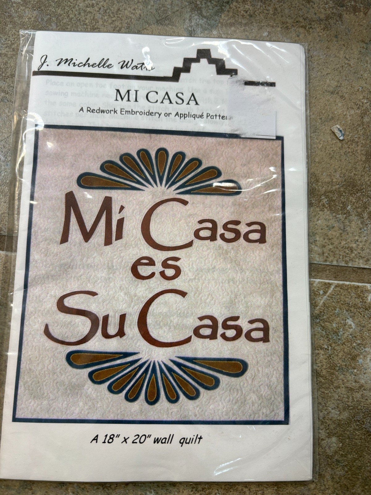 MI CASA ES SU CASA quilt pattern, Applique or redwork 18x20" wall quilt pattern