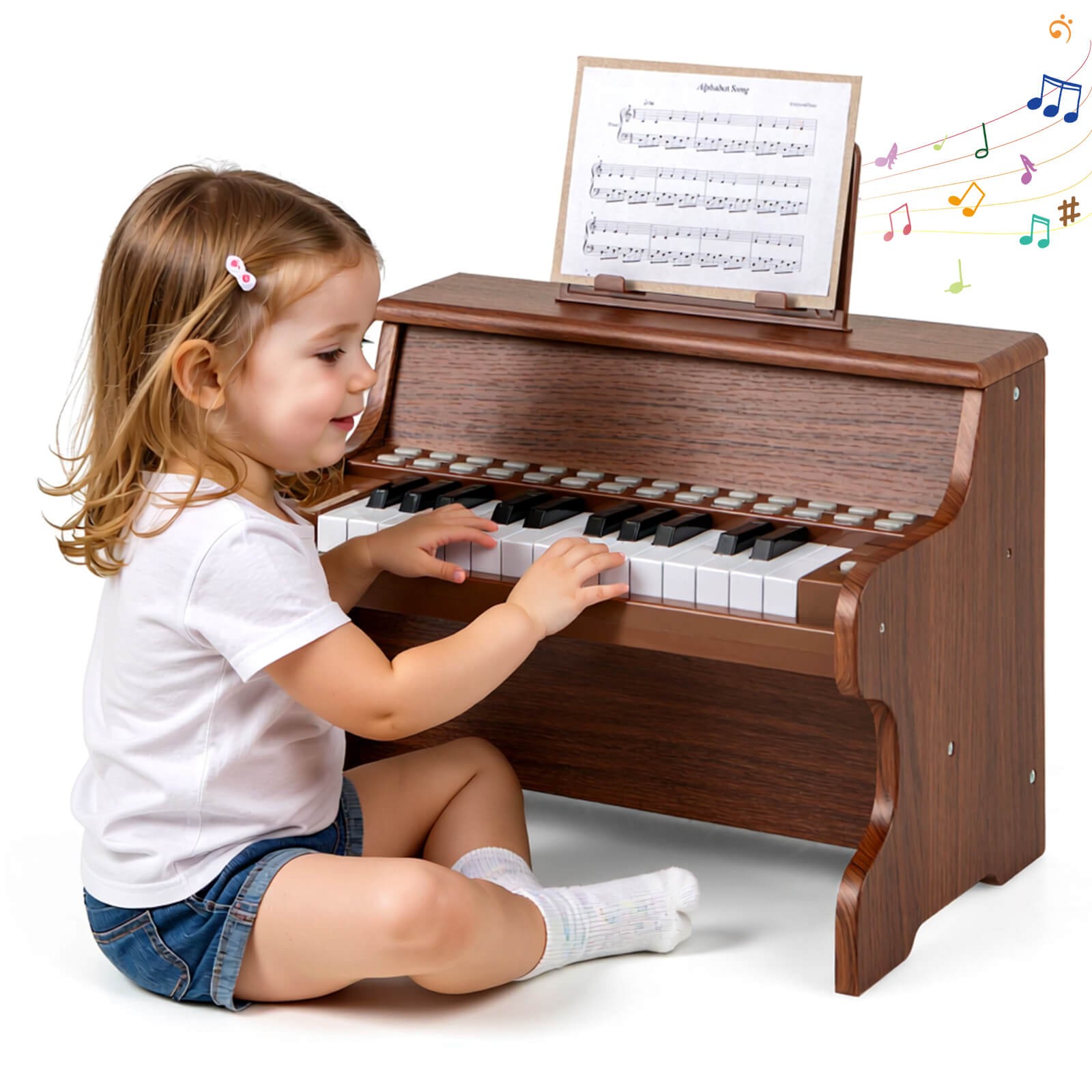 25 Keys Digital Piano w/Music Stand, Teaching Mode, Lighted Keys, 6 Instruments