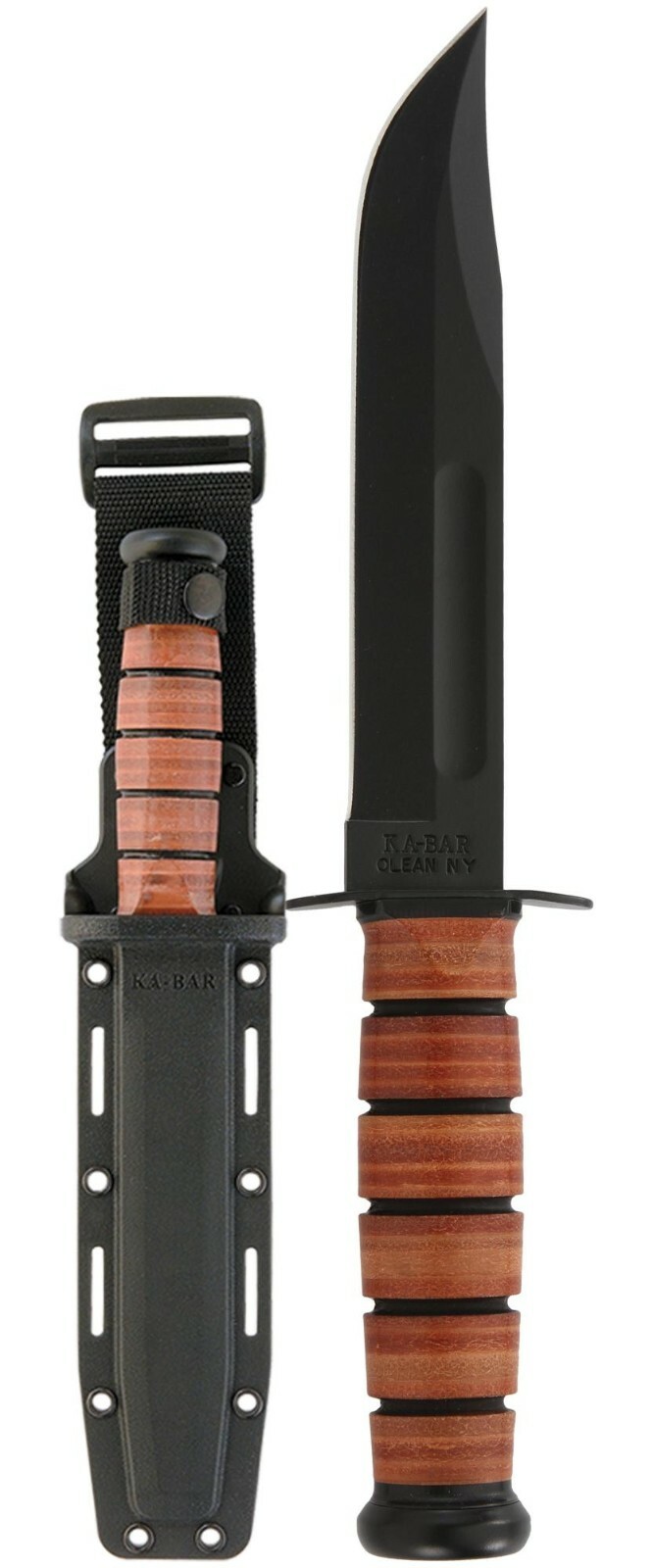 Ka-Bar Full-Size US NAVY Plain Edge Knife w/ Hard Plastic Sheath 5025