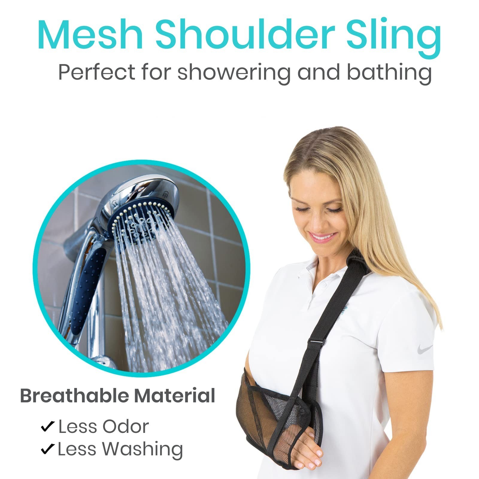 Vive Arm Sling for Shoulder Injury & Surgery Recovery - Waterproof Mesh Showe...