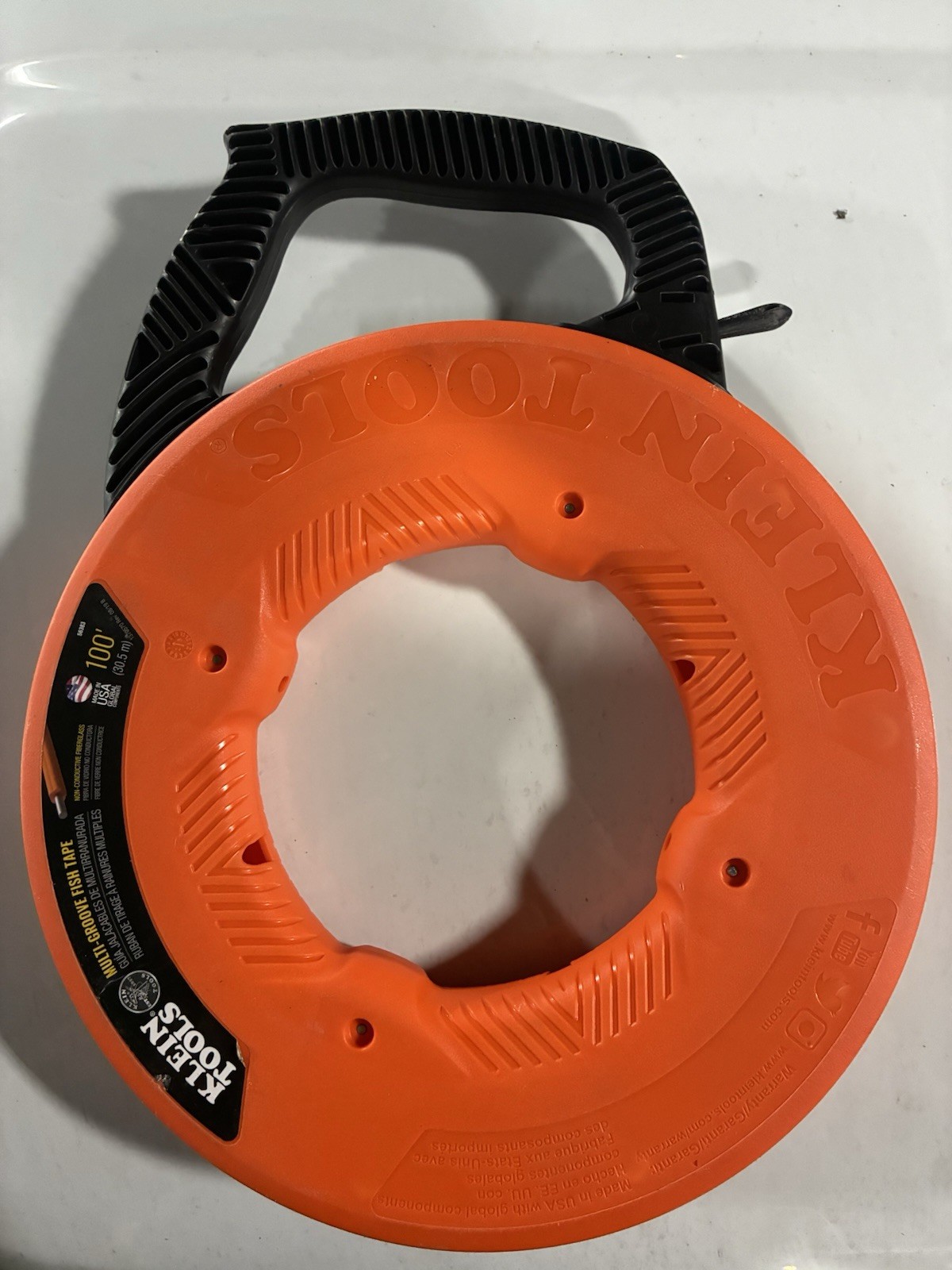 Klein Tools 100 ft Multi-Groove Fish Tape Cable Puller Reel, Orange