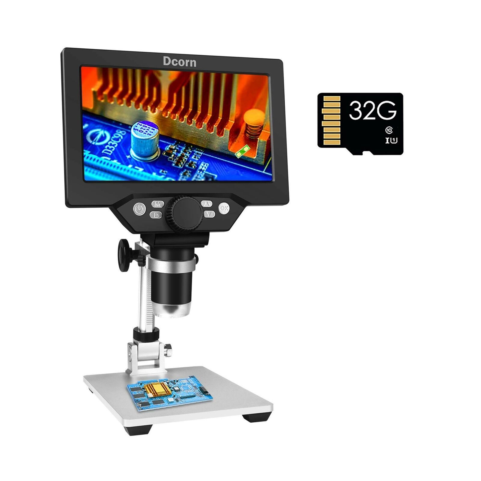 Dcorn 7" LCD Digital Microscope Camera with 32GB TF Card 1080P Video Microscope