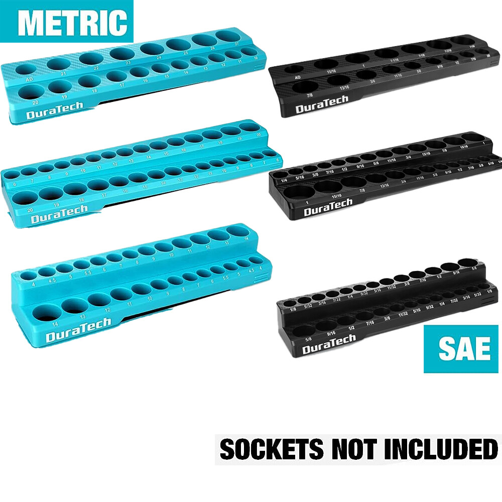 DURATECH 1/4"/3/8"/1/2" Magnetic Sockets Organizer Set SAE/Metric Socket Holders