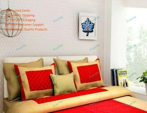 Beautiful Fabric flat Sheet  4 Kaam Gad Buti Cotton Double BedSheet With 2Pillow