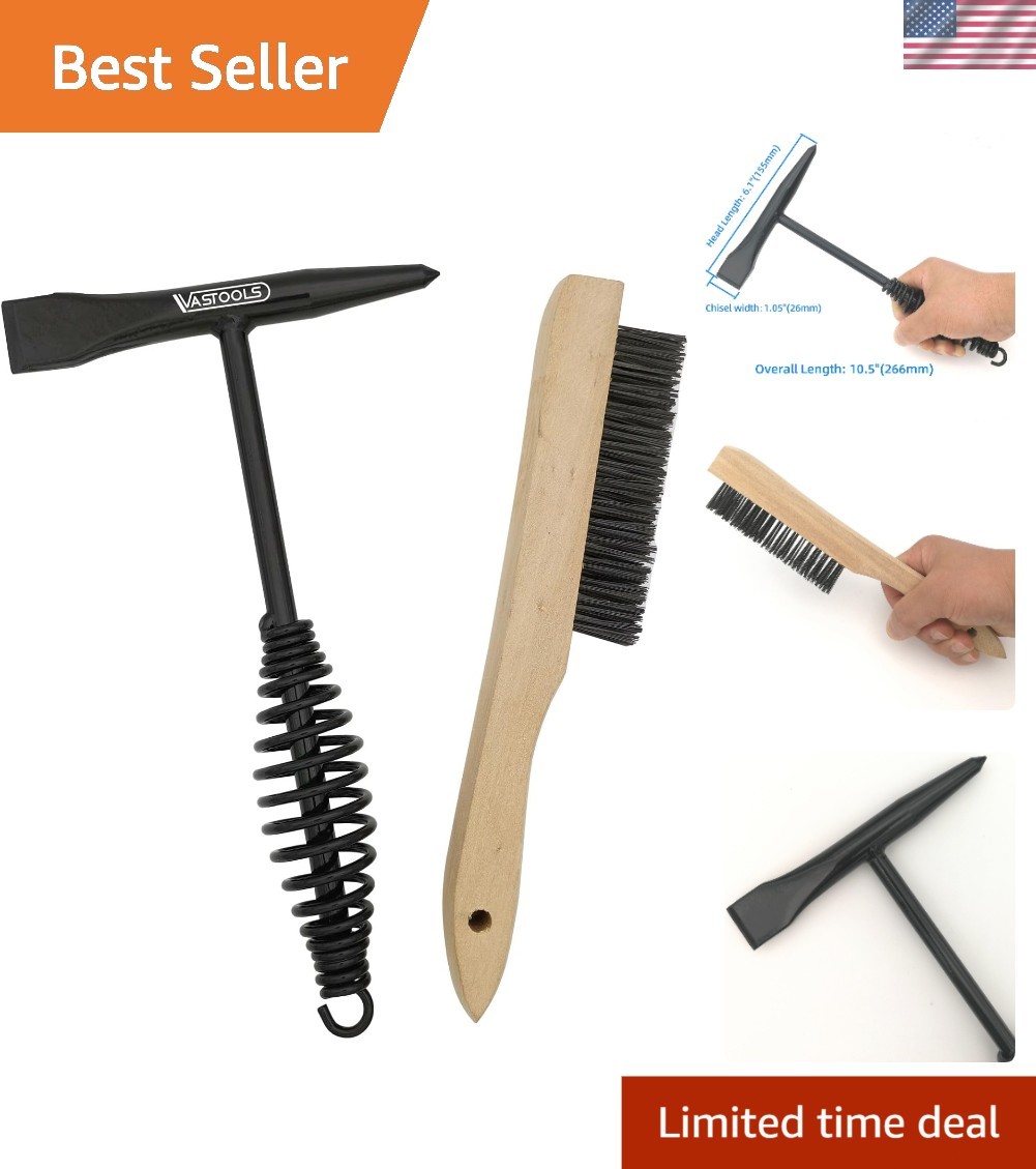 Welding Chipping Hammer with Coil Spring Handle,10.5",Cone and Vertical Chise...