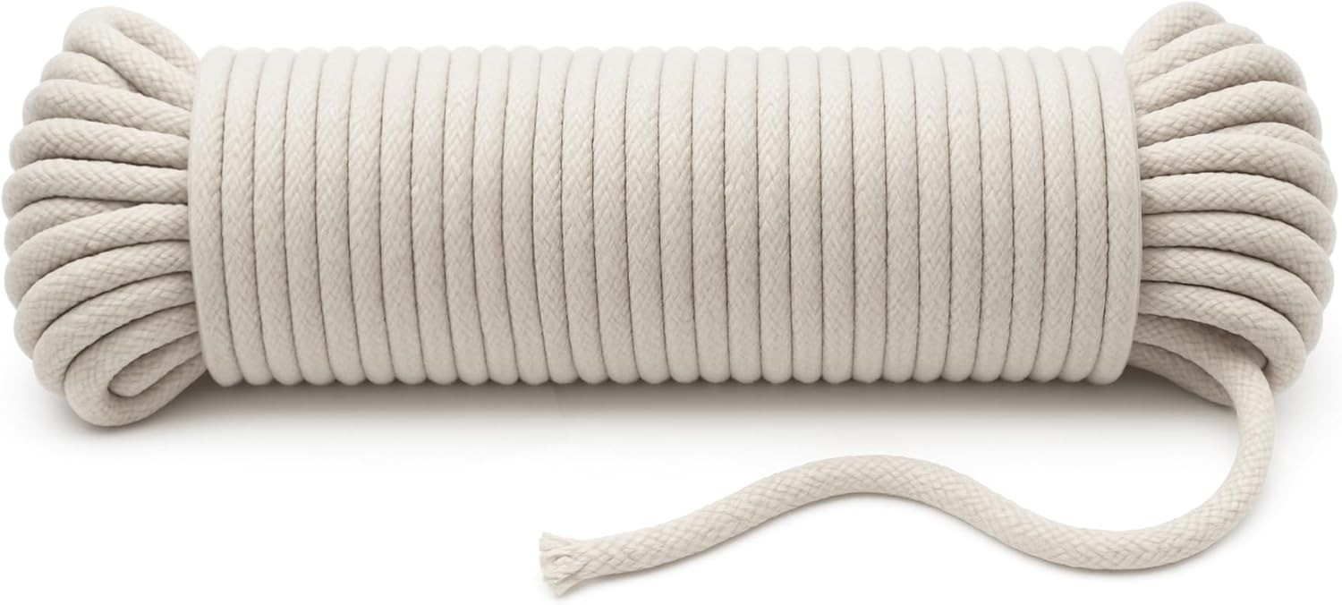 100 ft Braided Cotton Rope Clothesline 4 mm | Heavy Duty High Strength Shock