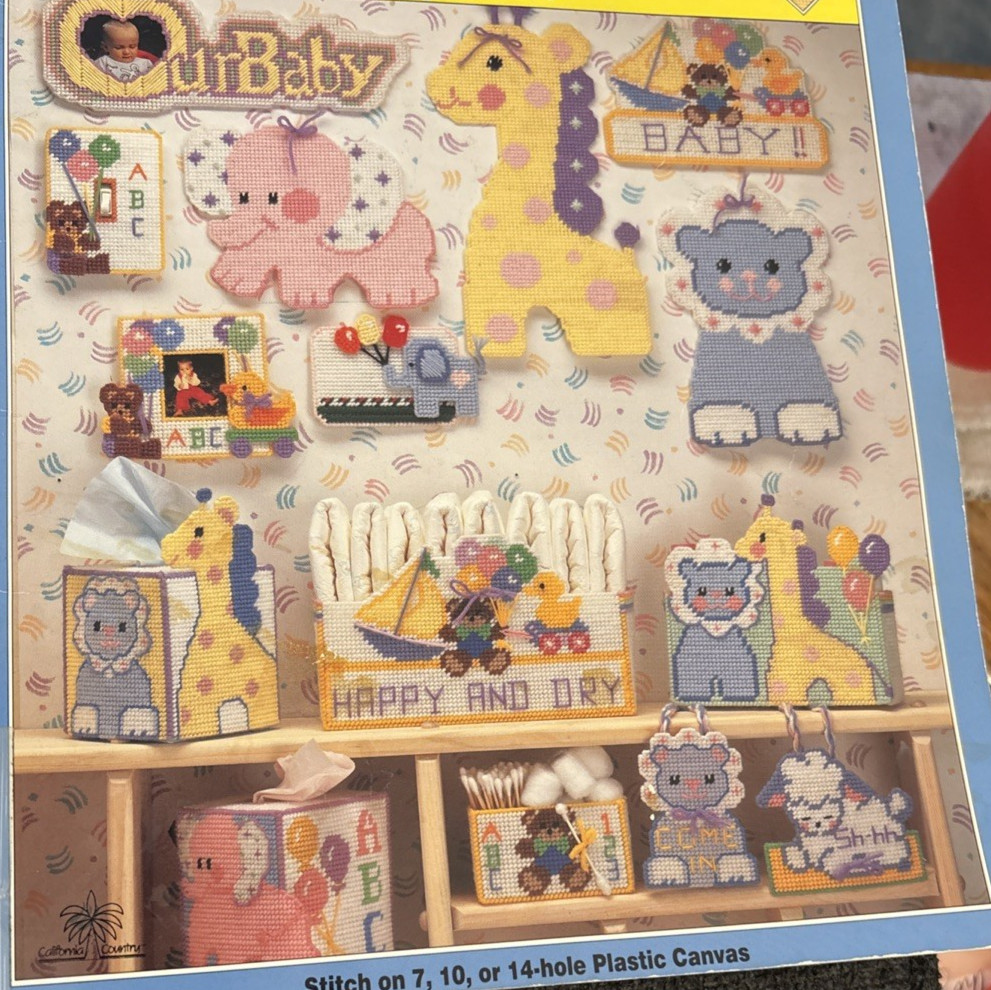 Vtg Rare Yarn Kits, Inc. PLASTIC CANVAS BABY LOVES Needlepoint '92 Patt. Bk 049