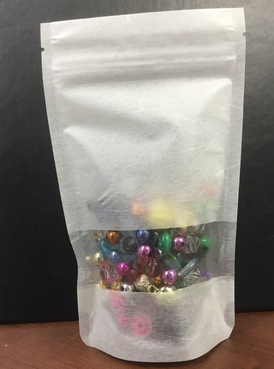 50 2oz White RicePaper Reclosable Zip Bag/window standup  Craft Bead Candy Food