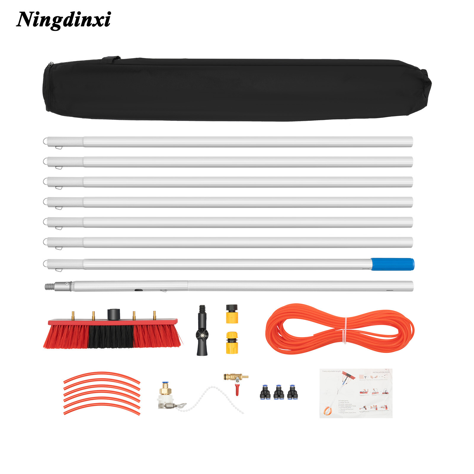26ft Window Washing Pole Water Fed Pole Cleaning Brush Solar Panel Cleaner Tools