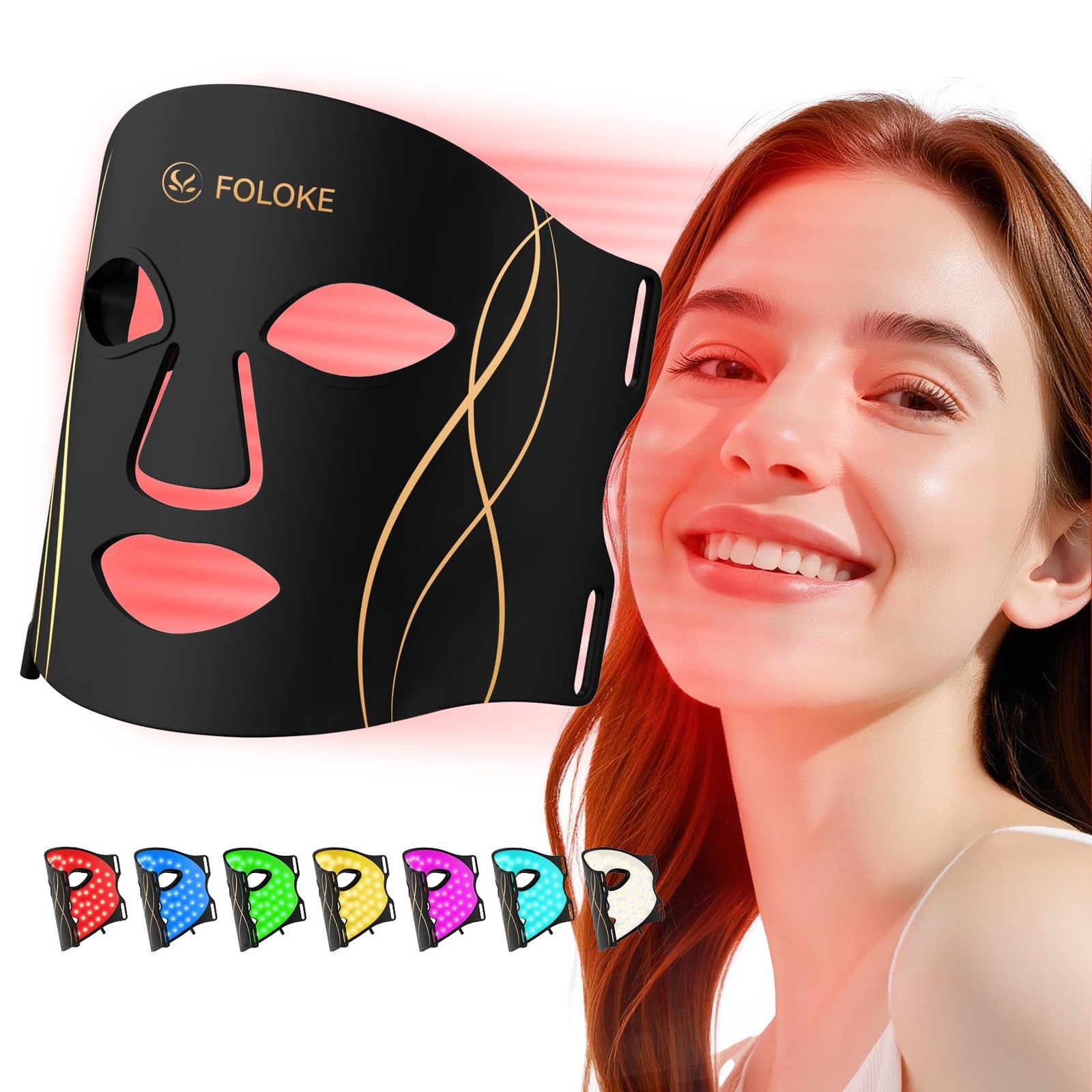 LED Light Therapy Mask Skin Care Mask, Red 1 Ounce (Pack of 1), TAN