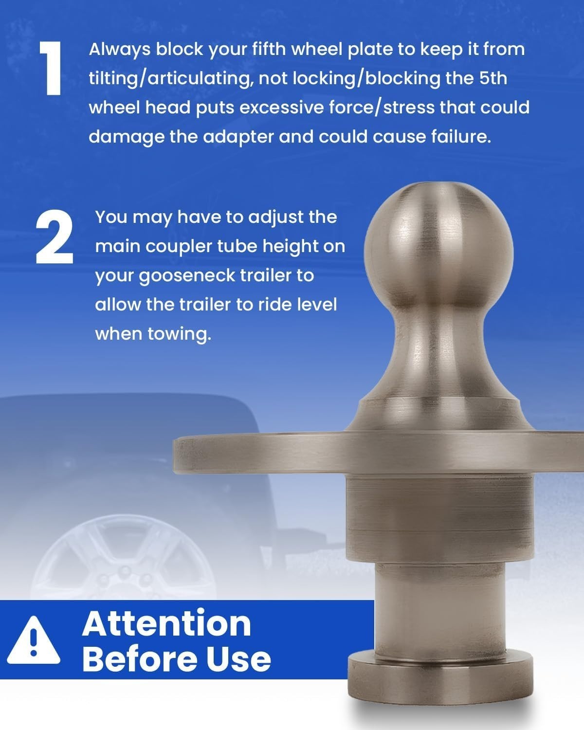 5th Wheel to Gooseneck Adapter Kingpin to Gooseneck Ball Adapter Fit Trailer