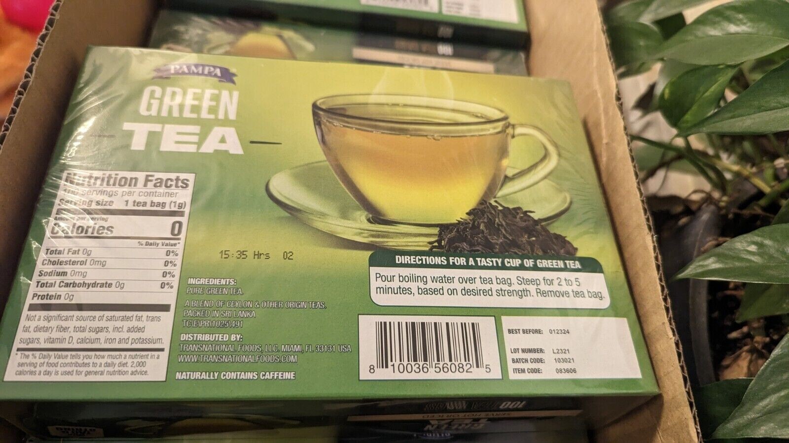 Pampa Green Tea Bags...CASE (12BOX) Qty. 100ct per box