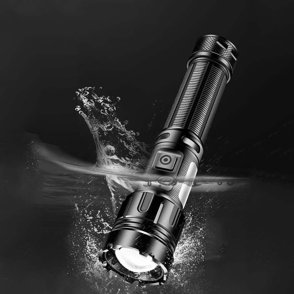 Rechargeable LED Flashlight Tactical Polic e Super Bright Torch Zoomable