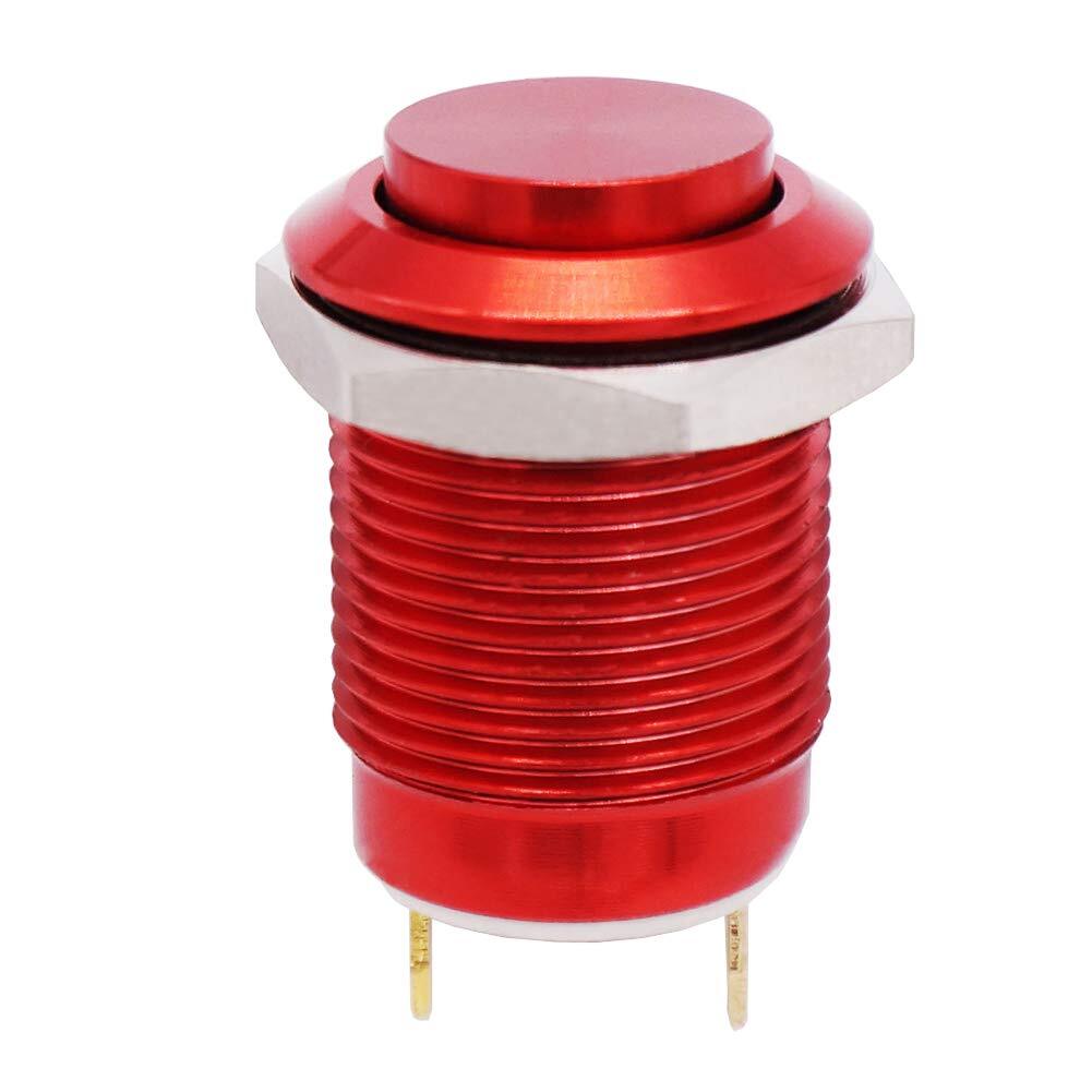 /12Mm 1/2" Waterproof Red Metal Shell Momentary Raised Top Push Button Swi
