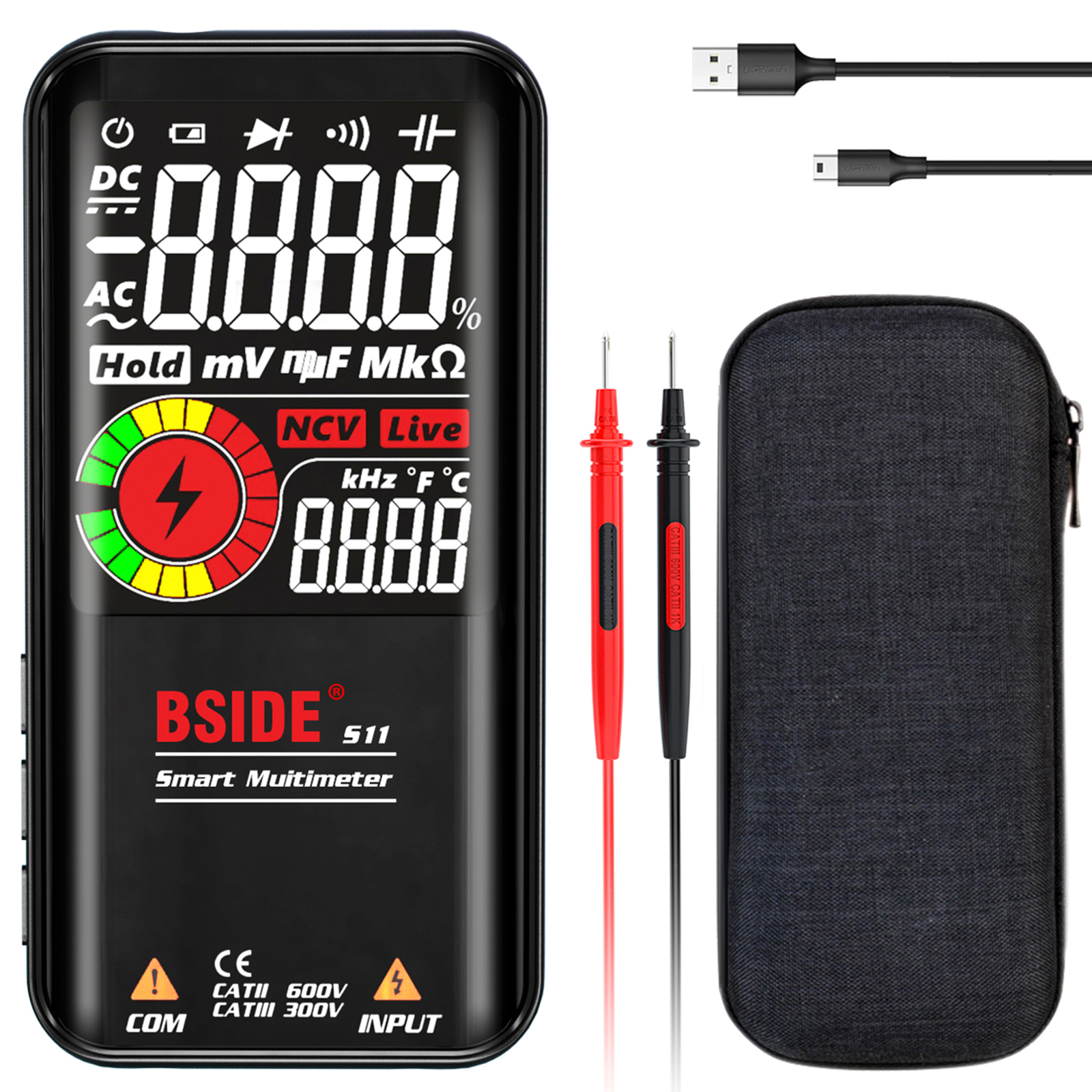 BSIDE S11 9999 Counts Multimeter Digital LCD Display Multimeter NCV E0A4