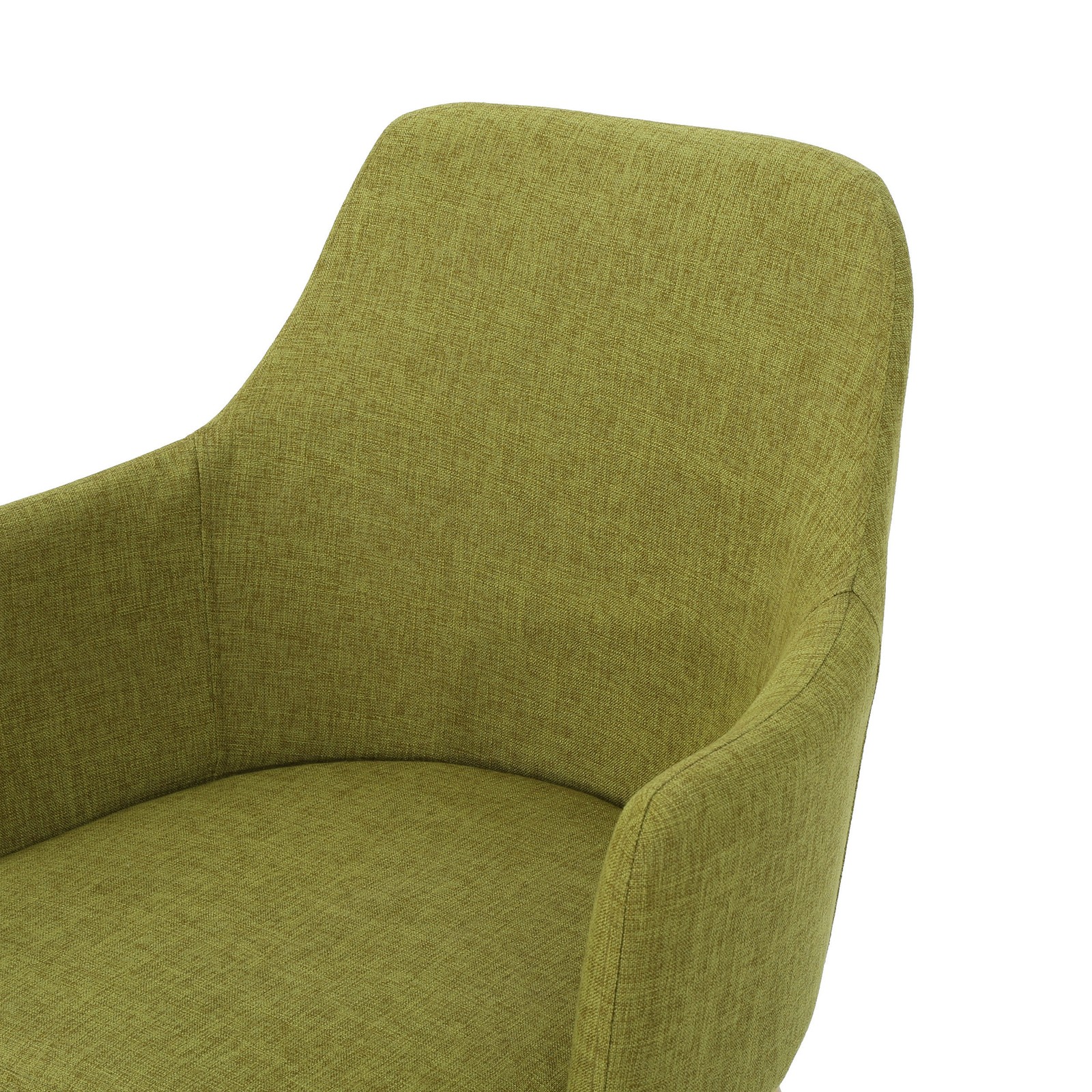 Green Fabric Dining Chairs Set of 2, Wood Finish Iron Frame Contoured Seat