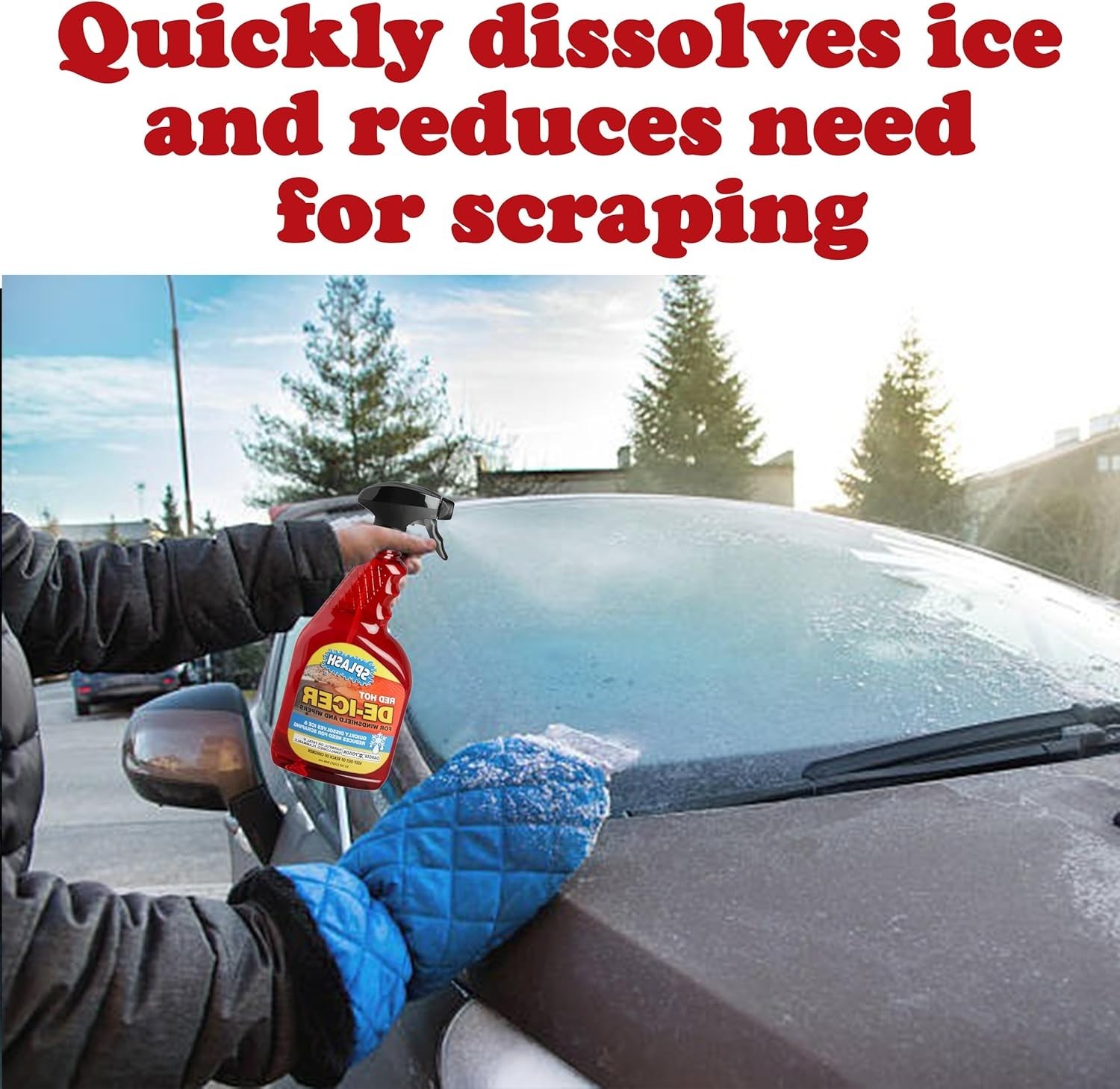 Pack of 3 Splash Red Hot De-icer Windshield Trigger Spray 32 Ounces