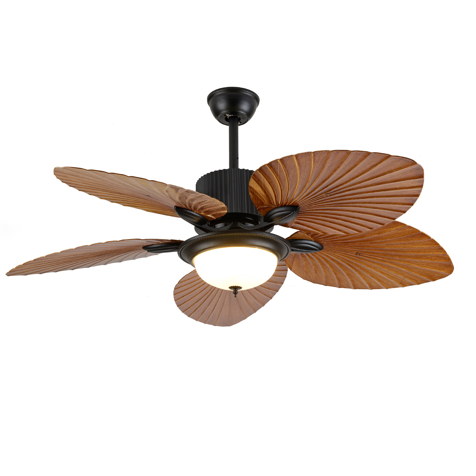 Ceiling Fan Light 52" Tropical Palm Leaf Blades Chandelier Dimmable & Remote