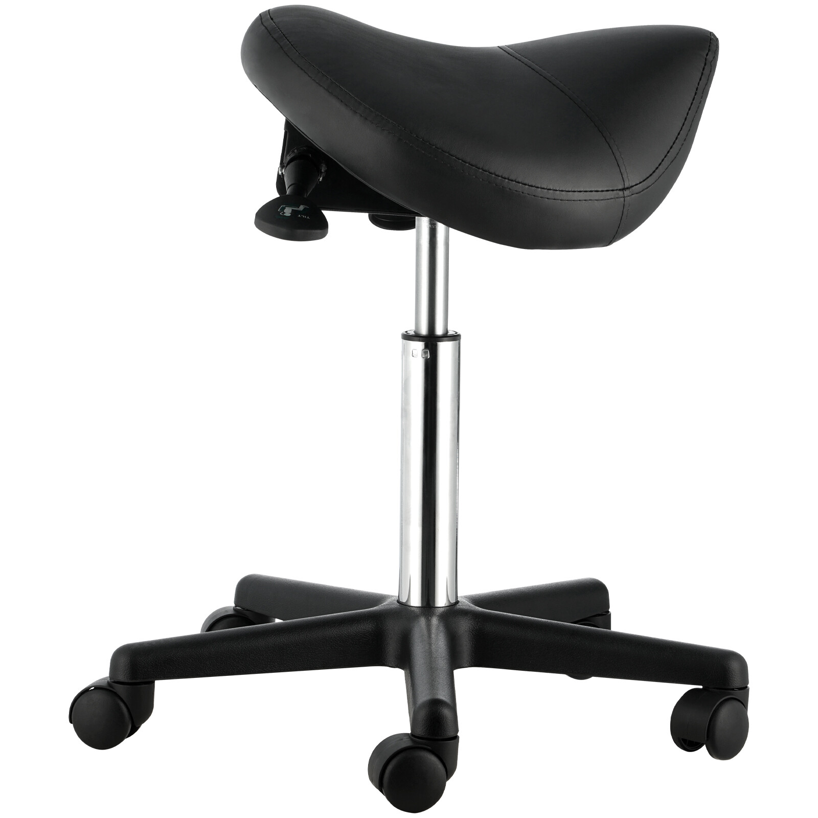 VEVOR Saddle Stool Rolling Chair Saddle Chair with Wheels Thickened PU Leather