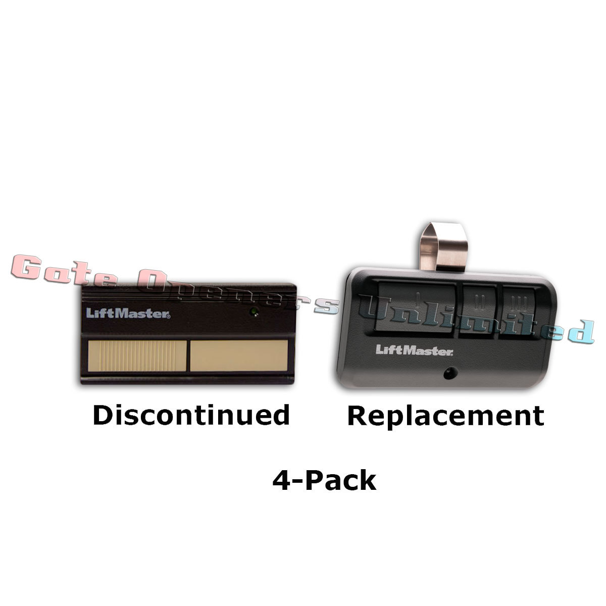 Liftmaster 82LM 4-Pack Billion Code 2-Button Remote Replaced by 893MAX 3-Button