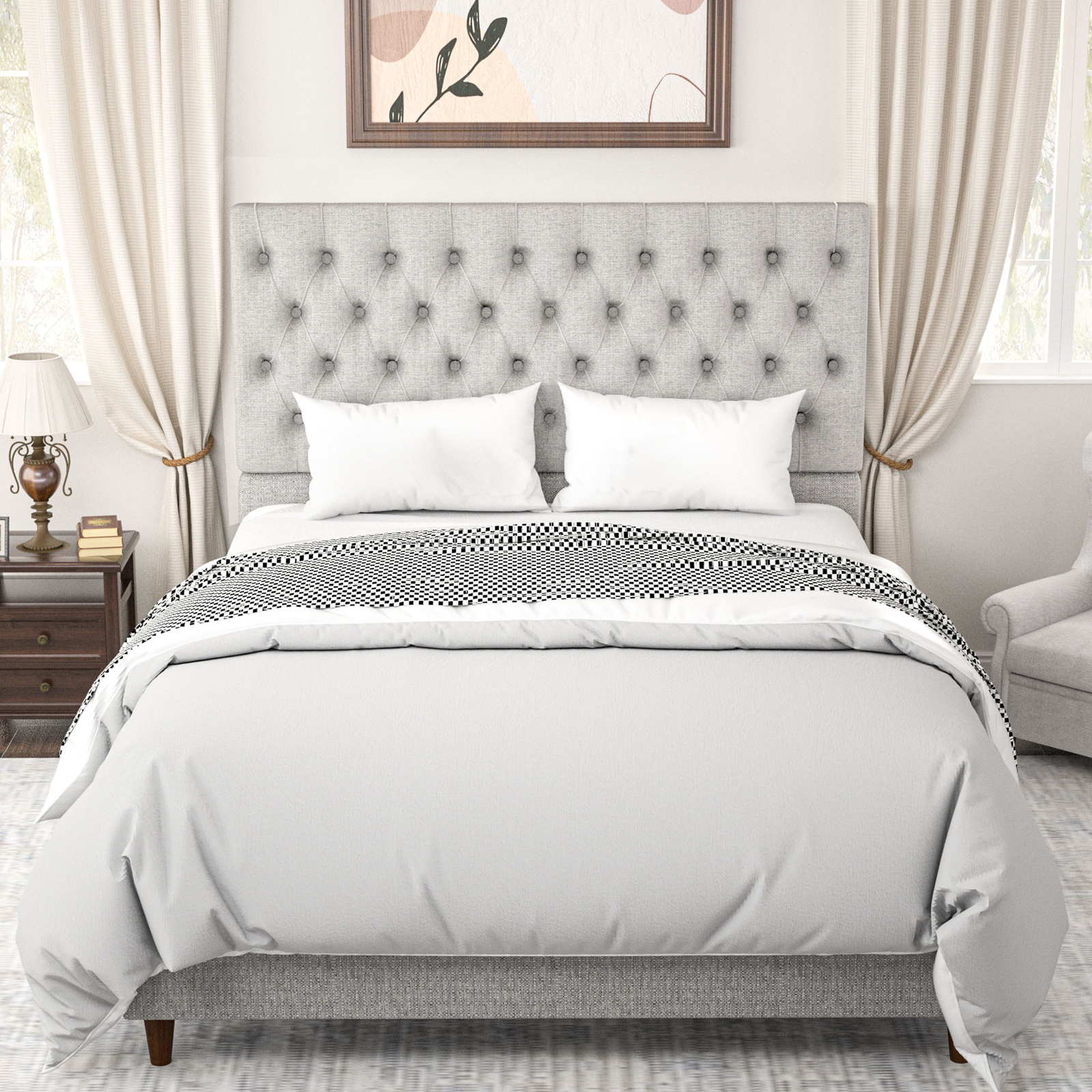 Modern Queen Size Upholstered Tufted Bed 83.46'' L X 60.23'&a BBT