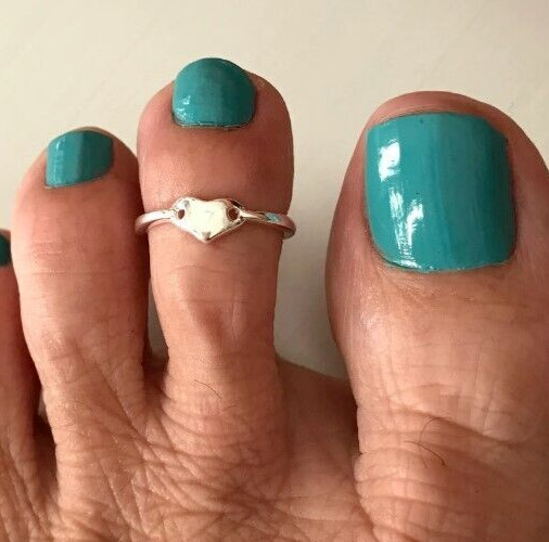 Daily Use For Women's Beautiful Solid Metal Adjustable Heart Toe Ring 925 Silver