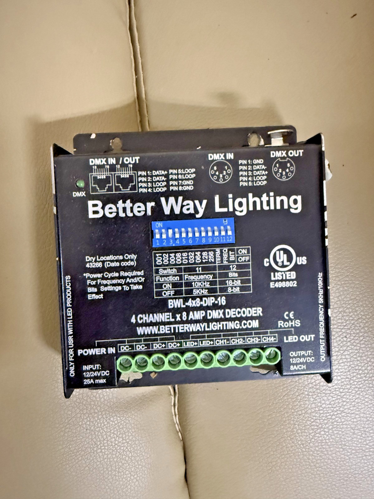 Better Way Lighting 4 Channel x 8 Amp DMX Decoder - Constant Voltage
