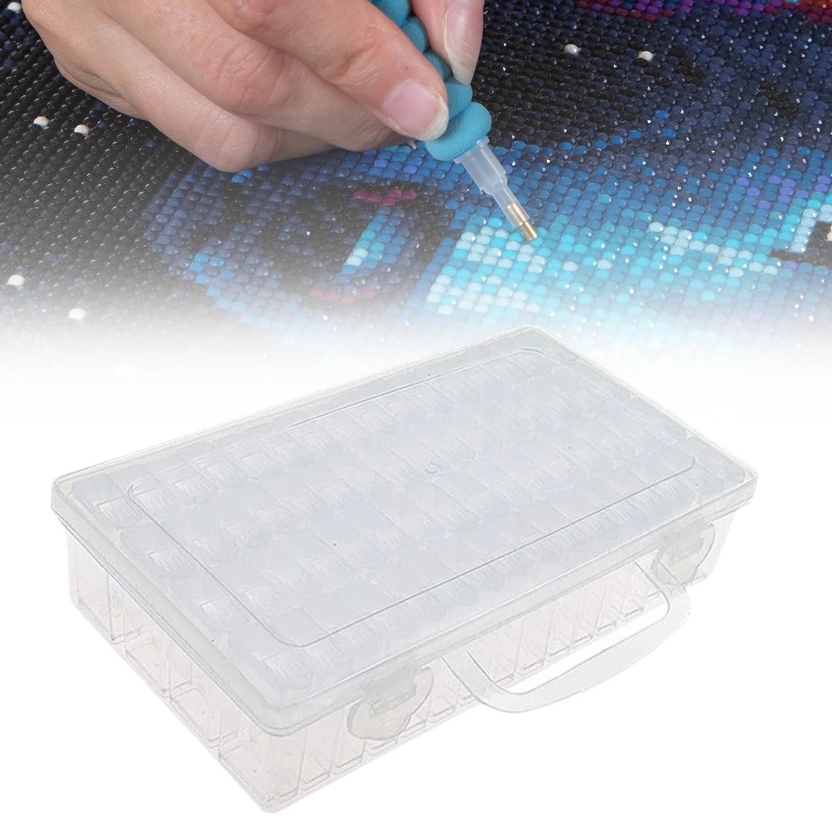 Clear PP Plastic Bead Storage Box with 64 Compartments for Jewelry Making