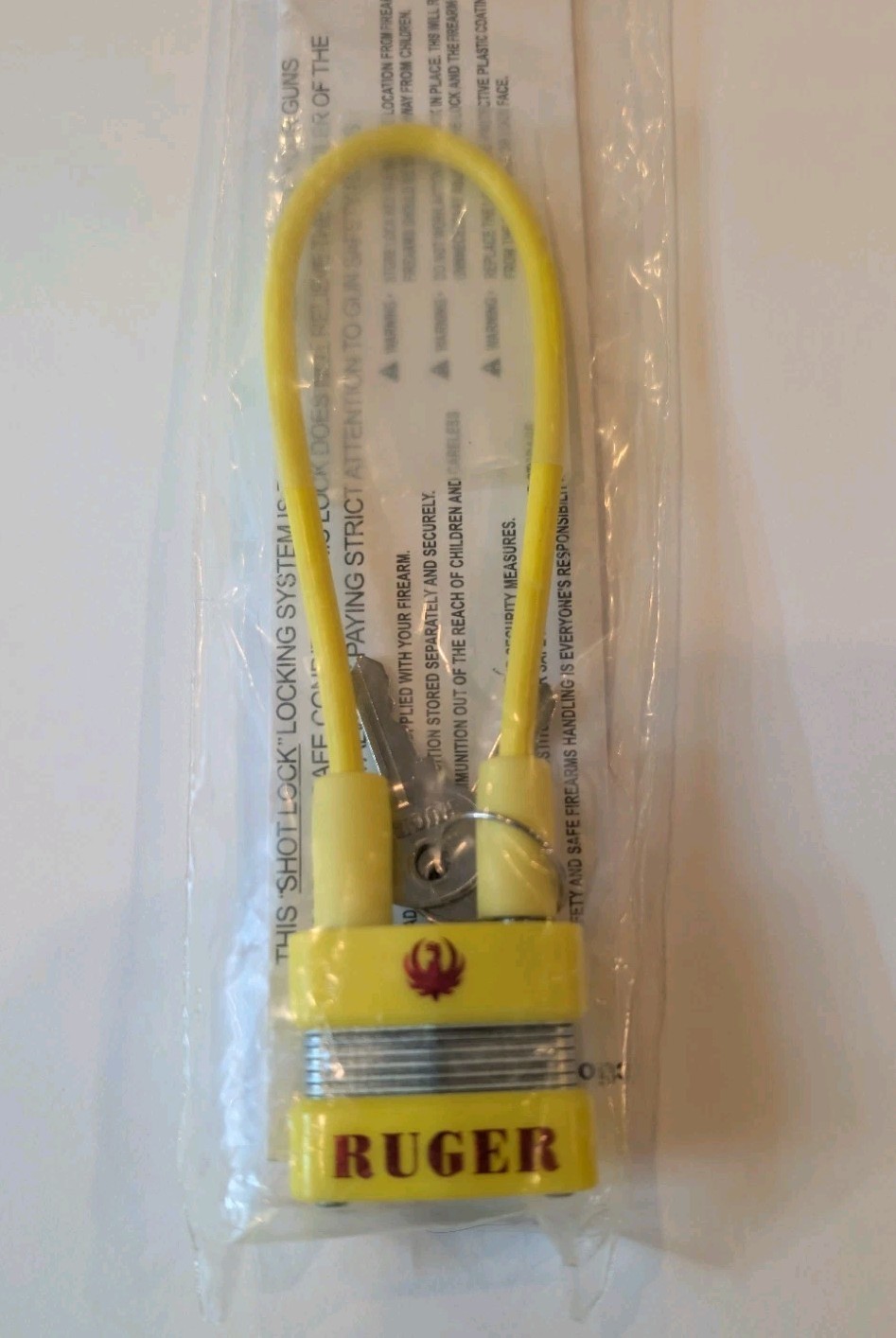 Ruger Yellow Cable Gun Lock with 2 Keys New