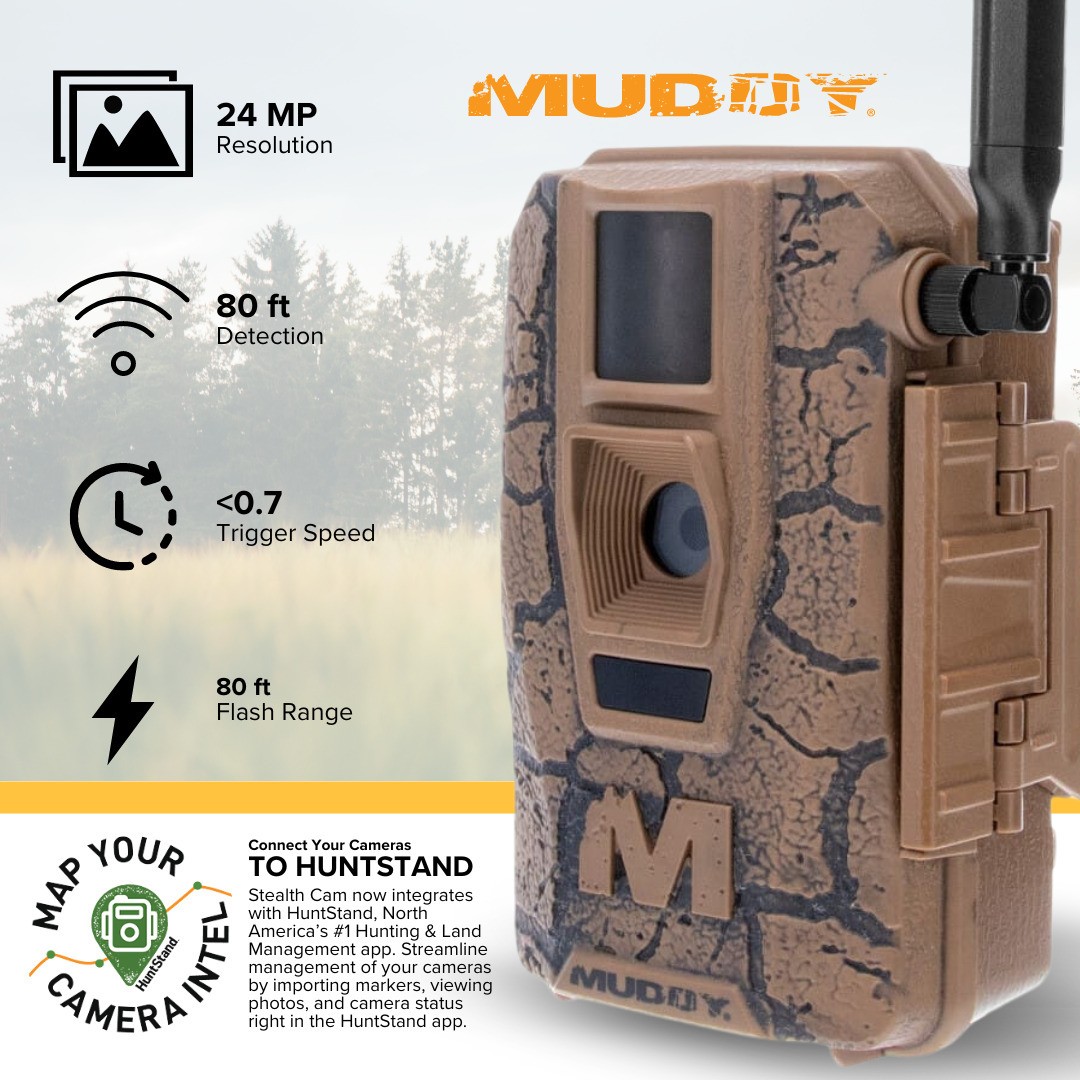 Muddy Mitigator Cellular 24MP Imaging Trail Camera 80 Feet Detection Bundle