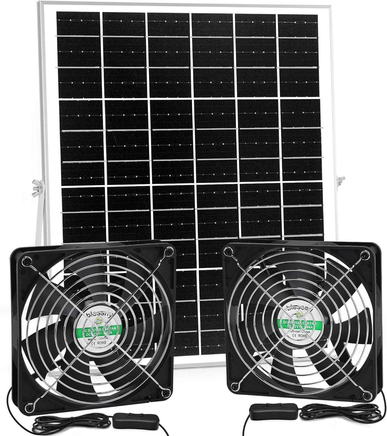 5.5" Solar-Powered Dual Fan Kit for Air Ventilation in Outdoor Structures