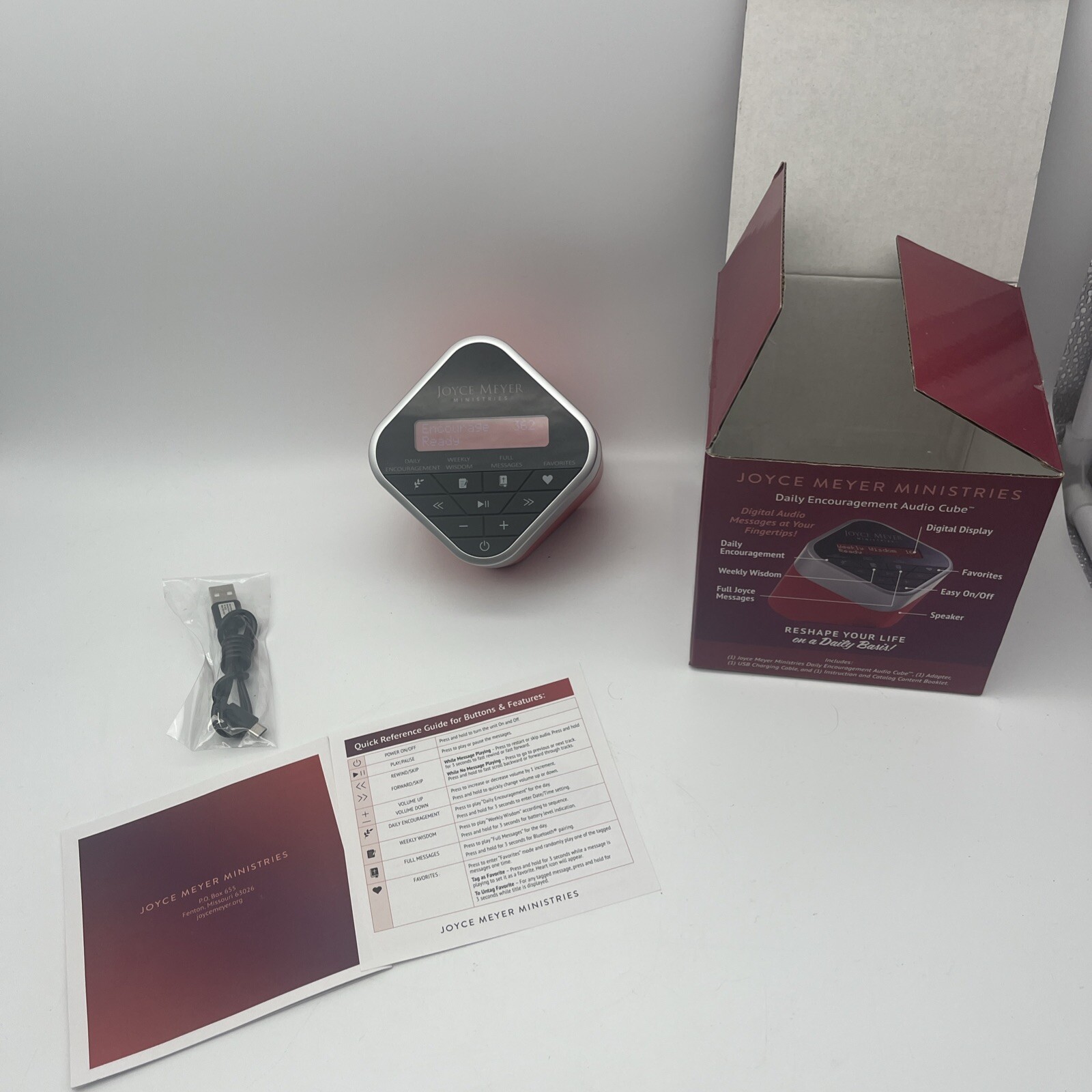 Joyce Meyer Ministries Daily Encouragement Audio Cube w/ Built-In Speaker TESTED