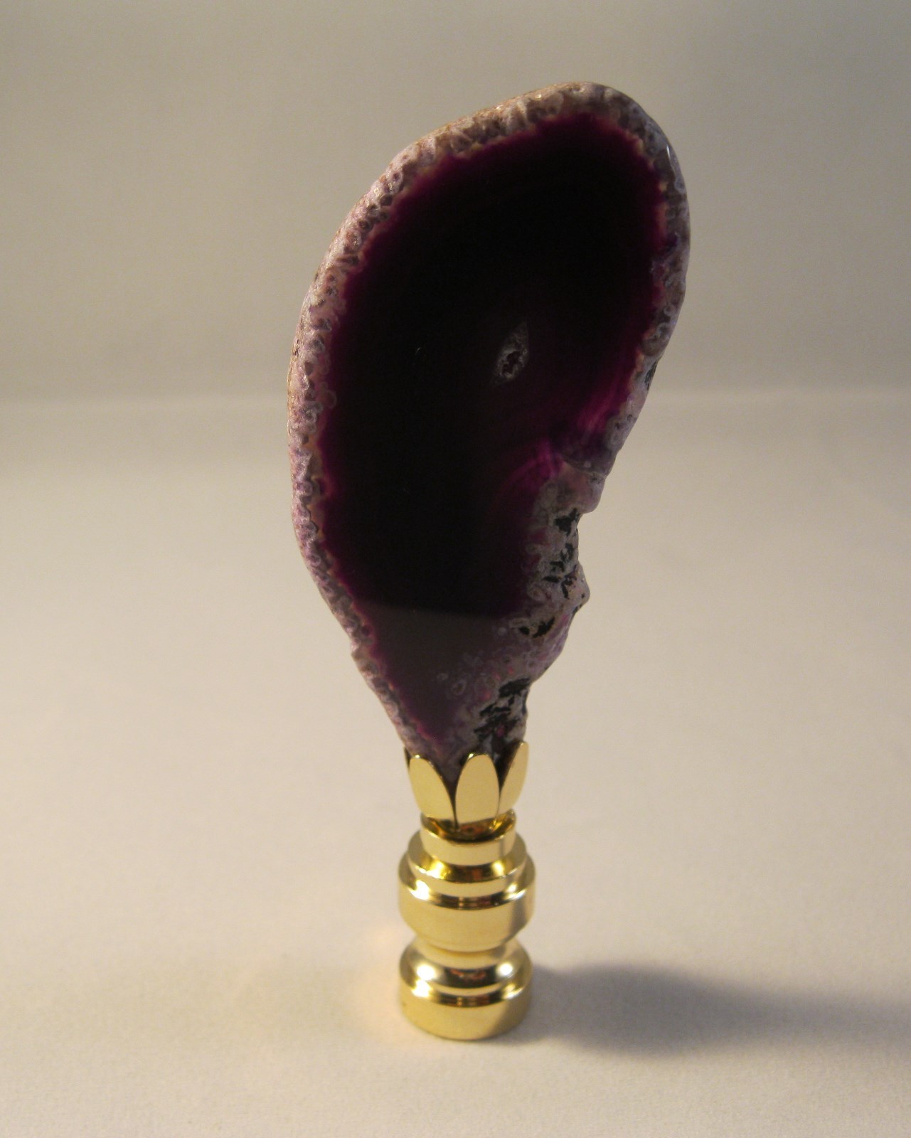Lamp Finial-Natural PURPLE/AMETHYST AGATE-Brass Base