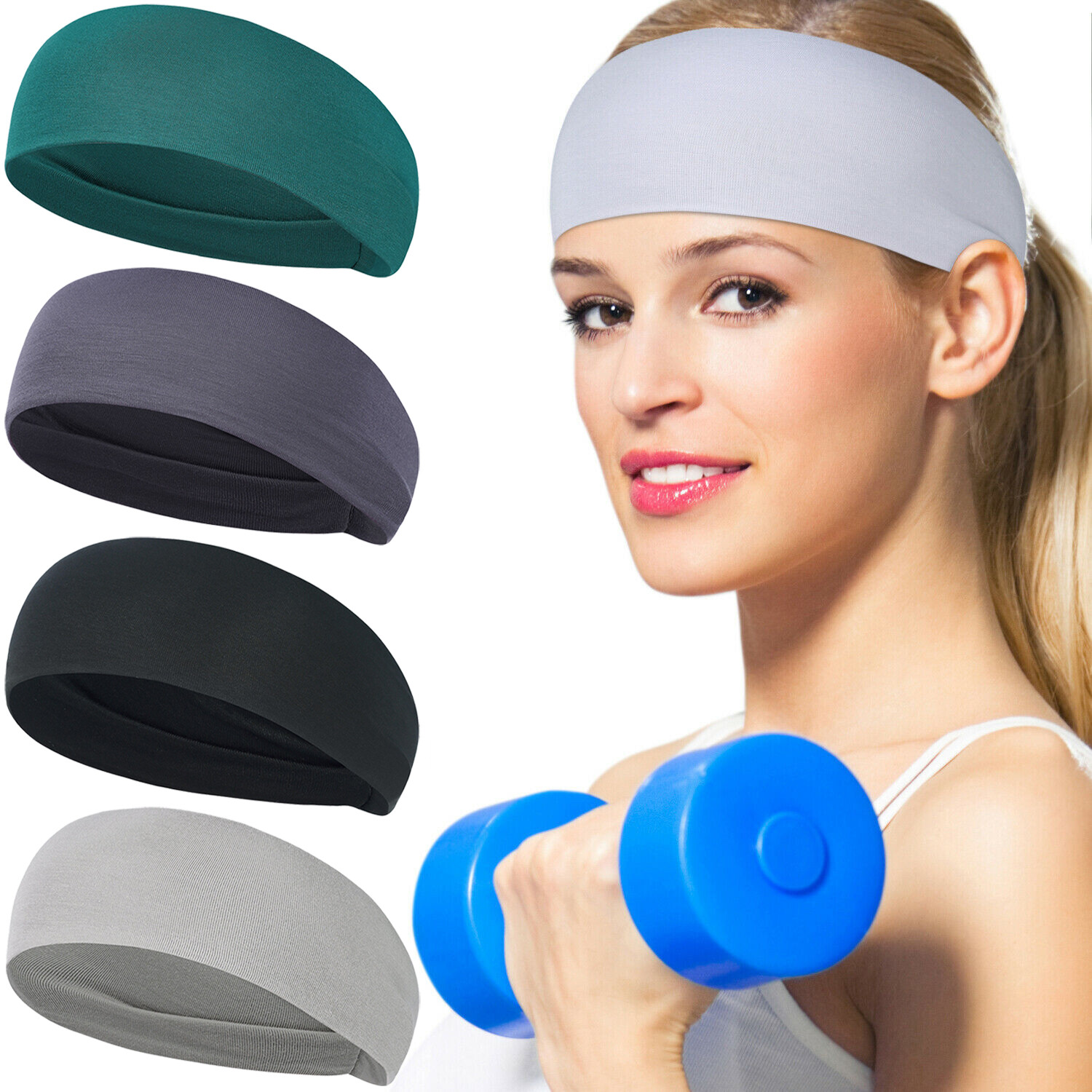 Workout Headband for Men Women Non-Slip Sports Sweatband Elastic Soft Hair Bands