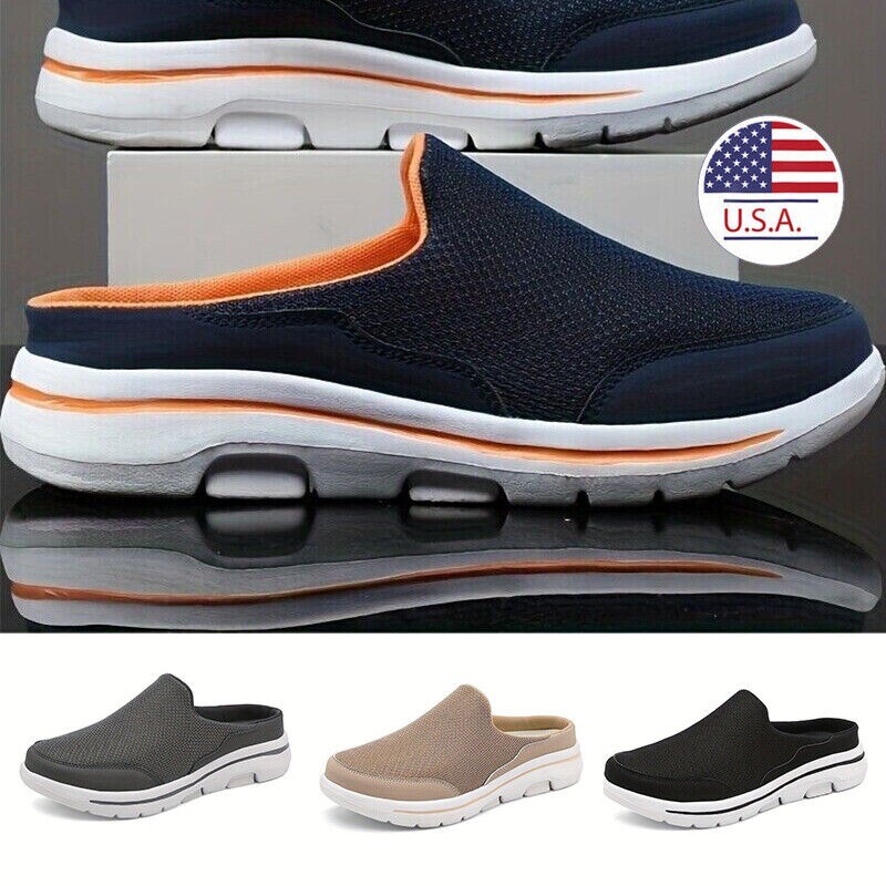 Men's Slip-on Mules Half Sneakers Casual Walking Shoes Outdoor Backless Sneakers
