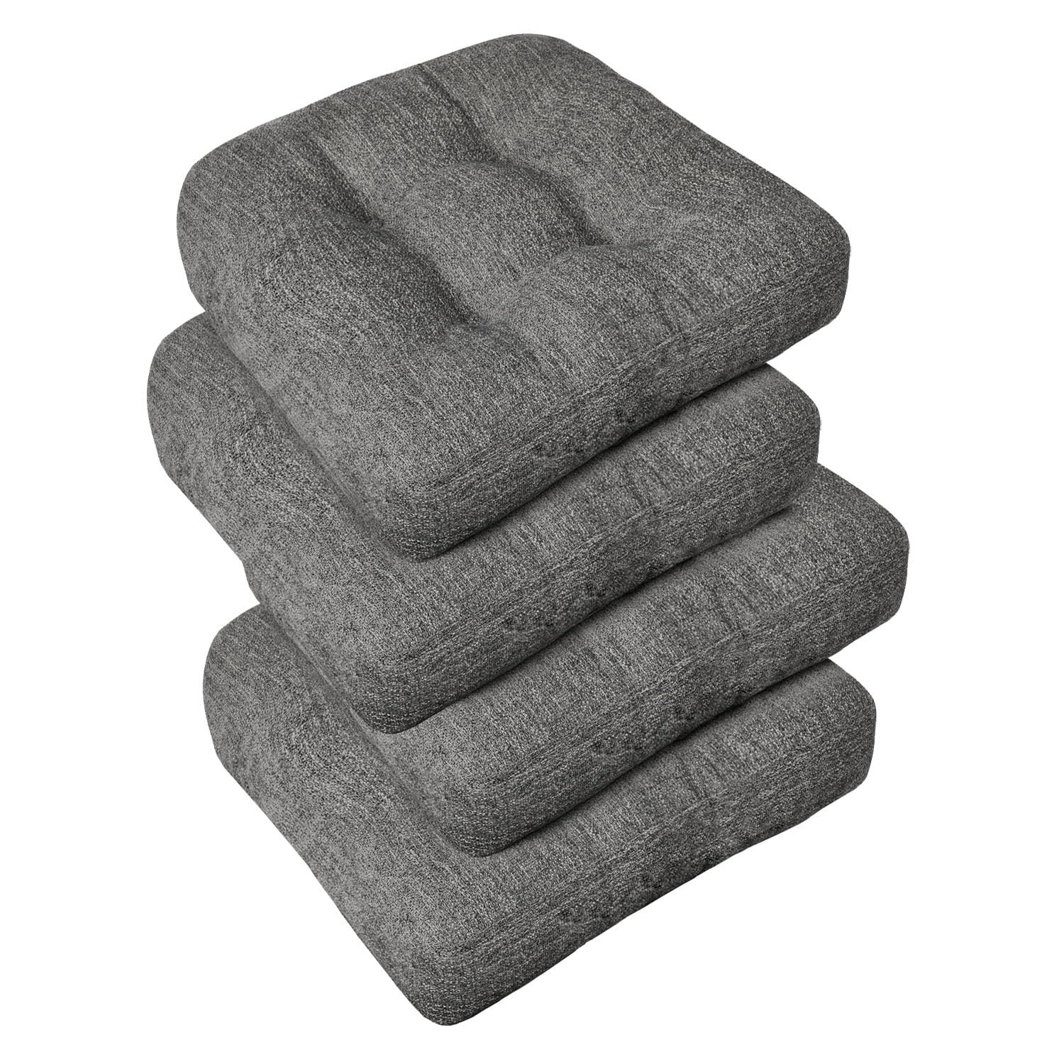 downluxe Chair Cushions for Dining Chairs 4 17"x17"x4"(4 Pack), Dark Grey